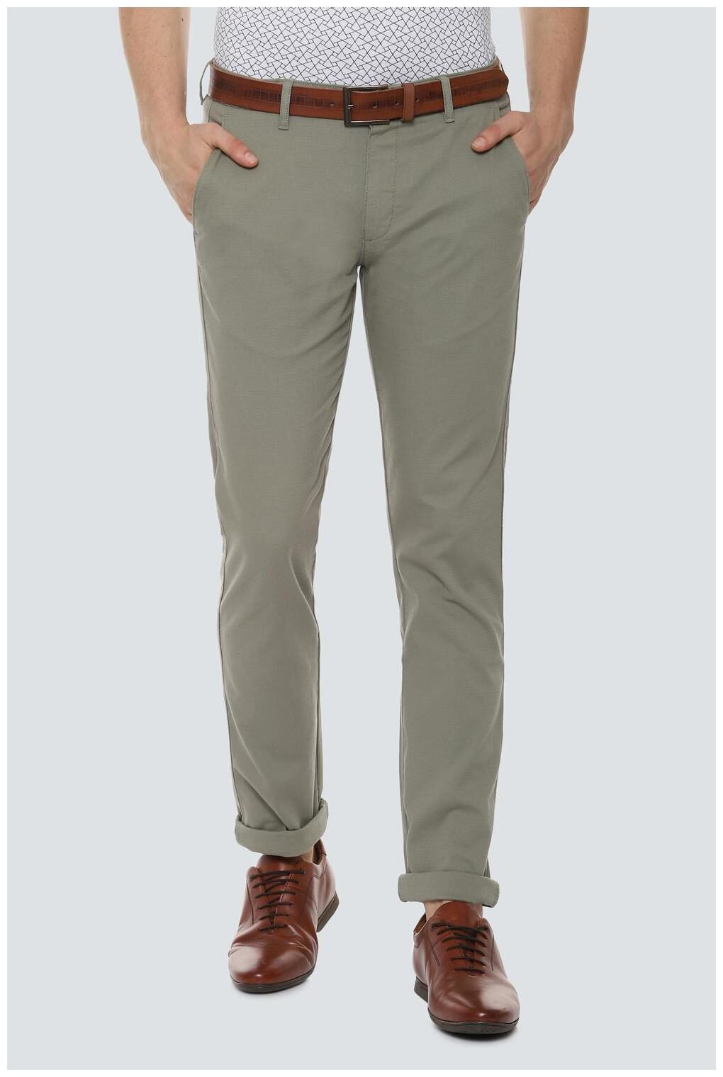 

Louis Philippe Men Green Textured Slim fit Regular trousers