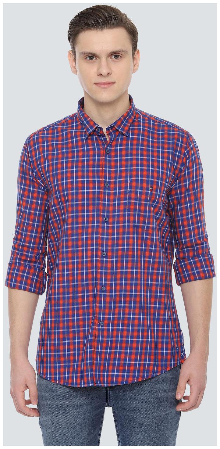 

Louis Philippe Men Blue Checked Slim Fit Casual Shirt