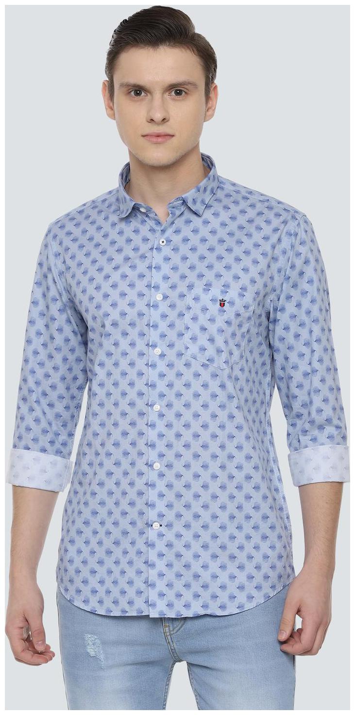 

Louis Philippe Men Blue Printed Super Slim Fit Casual Shirt