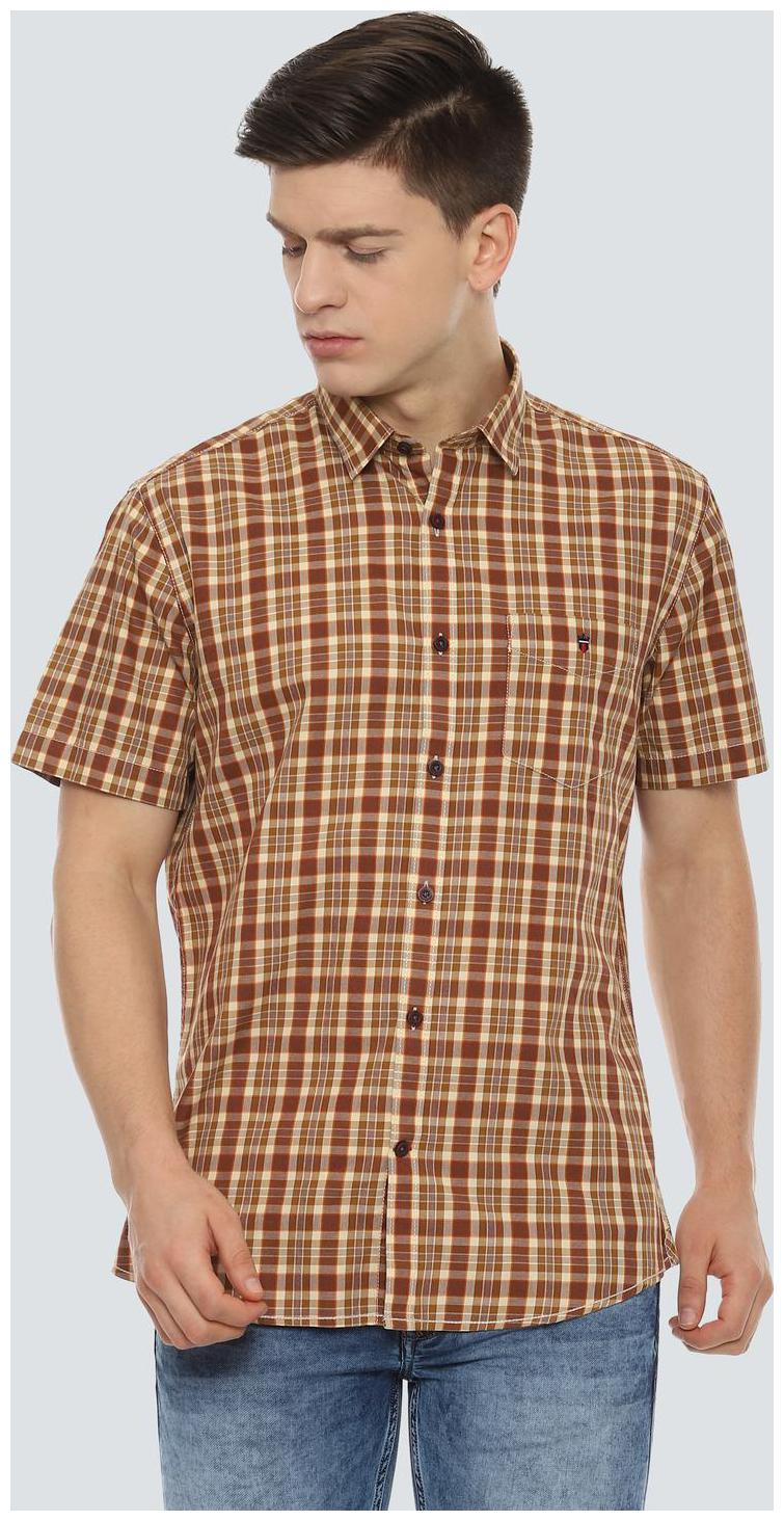 

Louis Philippe Men Brown Checked Slim Fit Casual Shirt