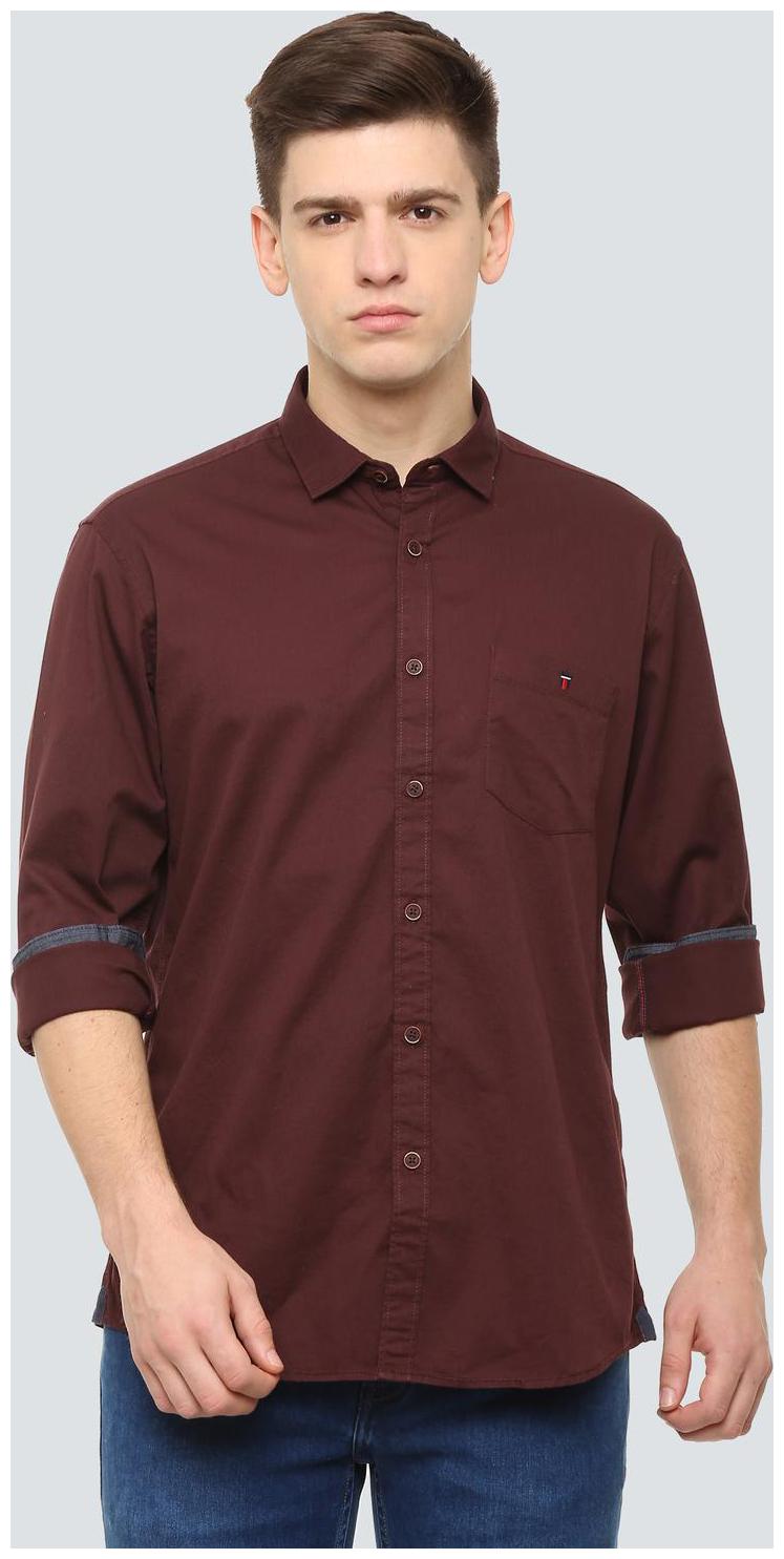 

Louis Philippe Men Maroon Solid Slim Fit Casual Shirt