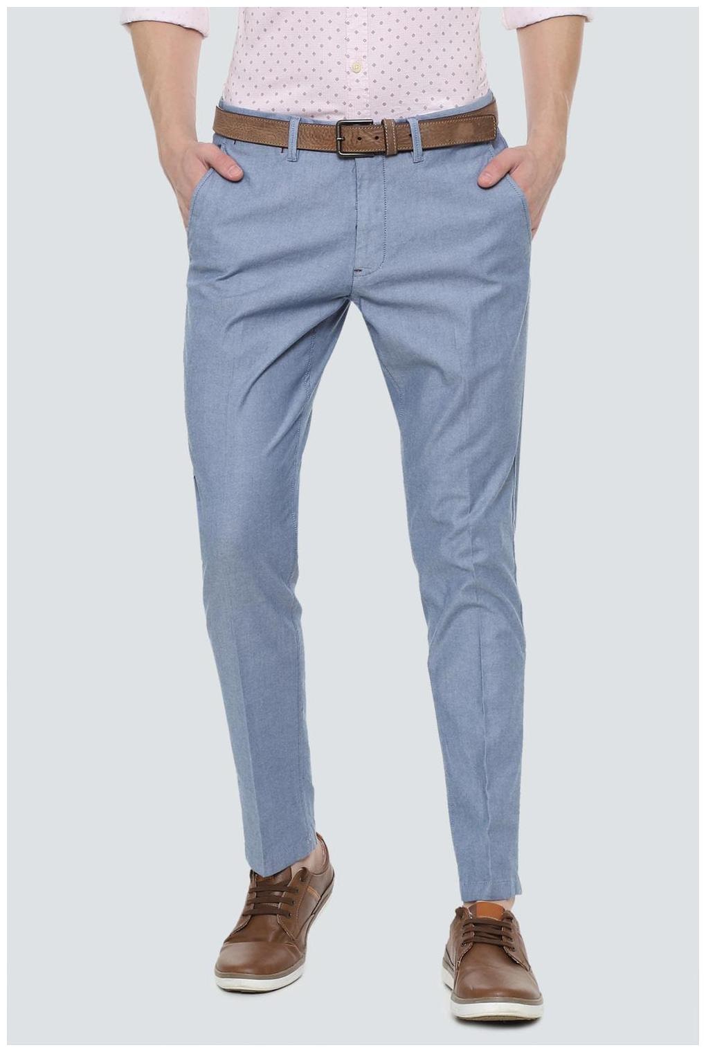 

Louis Philippe Men Blue Textured Slim fit Regular trousers