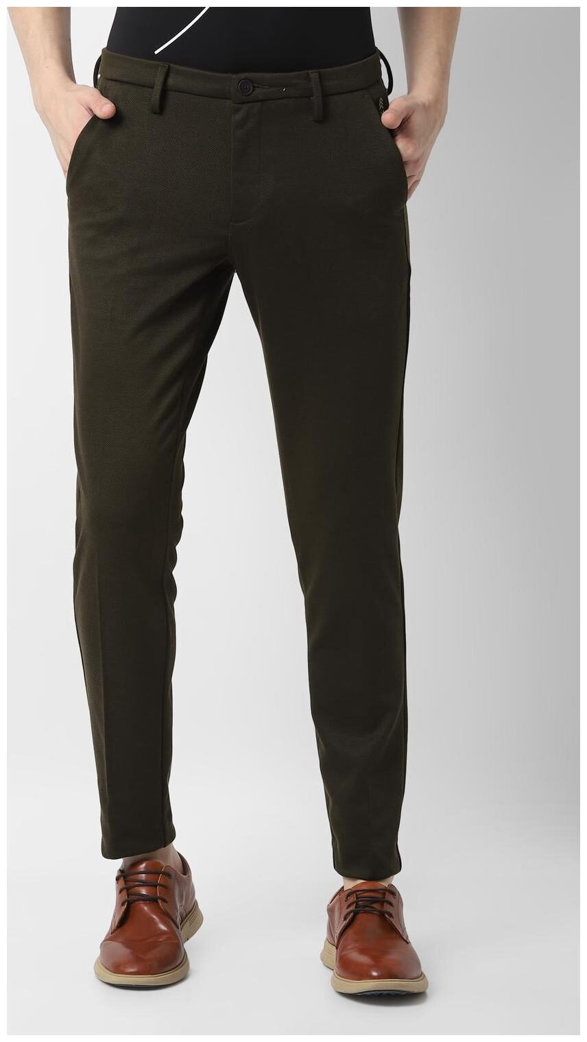 

Louis Philippe Men Green Textured Slim fit Regular trousers
