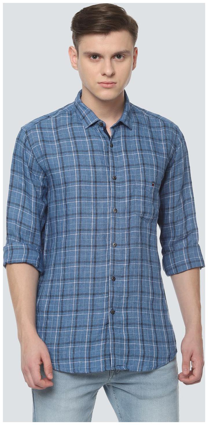 

Louis Philippe Men Blue Checked Slim Fit Casual Shirt