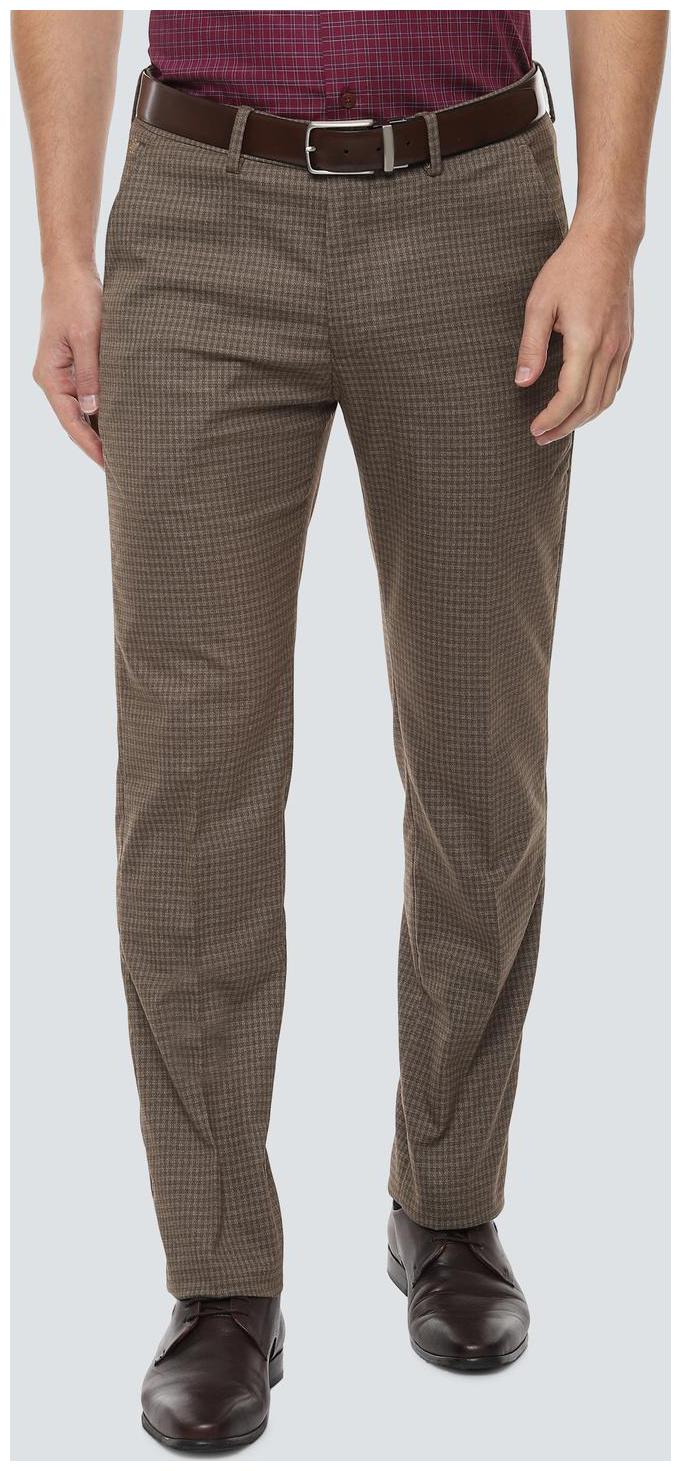 

Louis Philippe Men Checked Slim Fit Formal Trouser - Brown