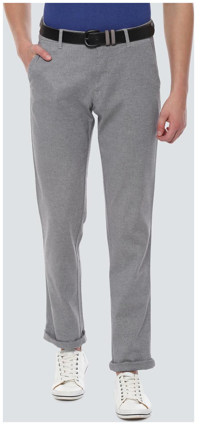 

Louis Philippe Men Grey Textured Slim fit Regular trousers