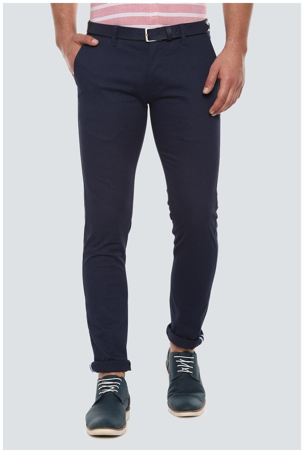 

Louis Philippe Men Blue Solid Slim fit Regular trousers