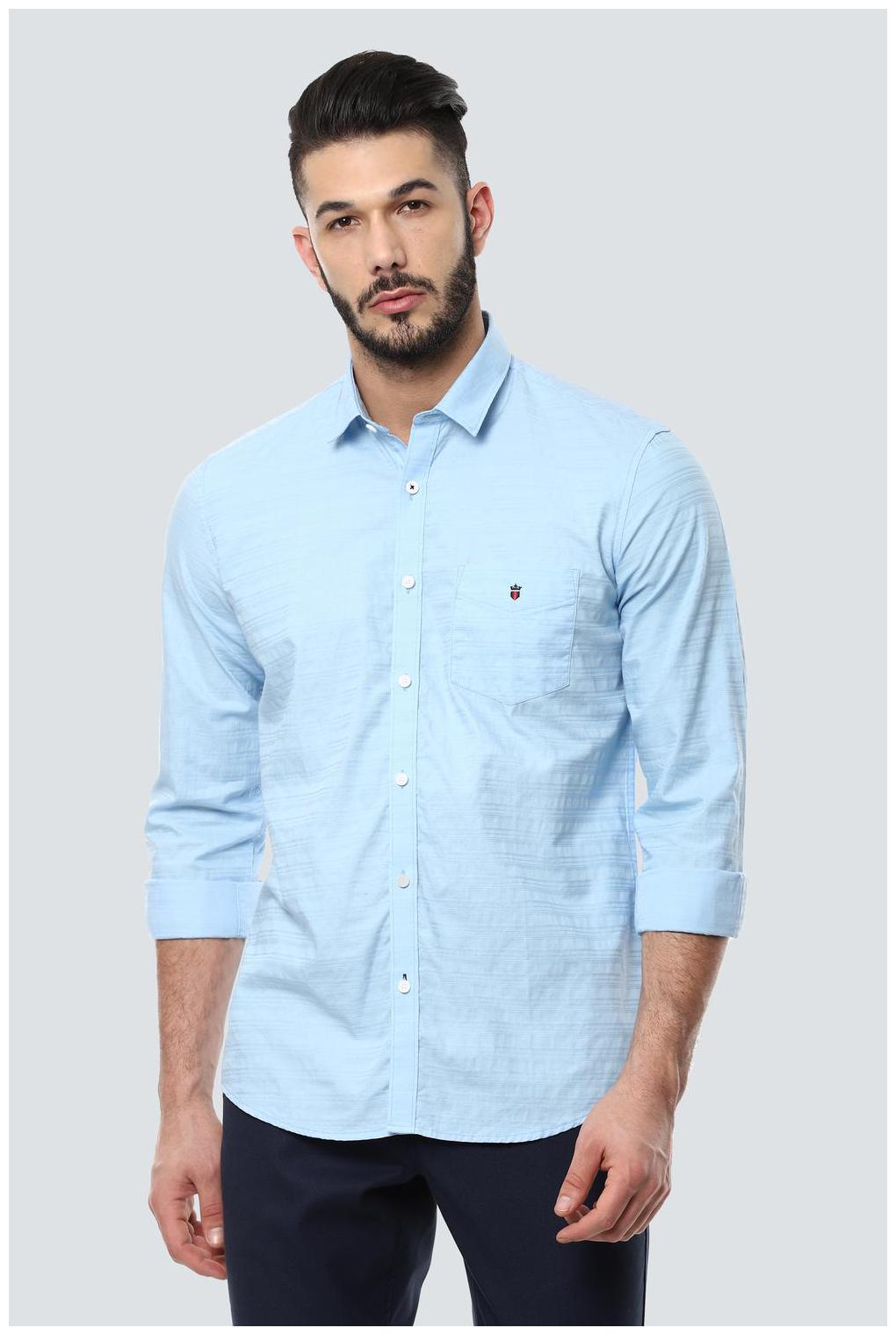 

Louis Philippe Men Blue Vertical Stripes Regular Fit Casual Shirt