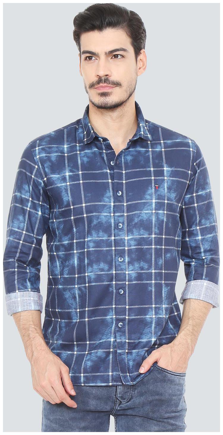 

Louis Philippe Men Blue Checked Slim Fit Casual Shirt
