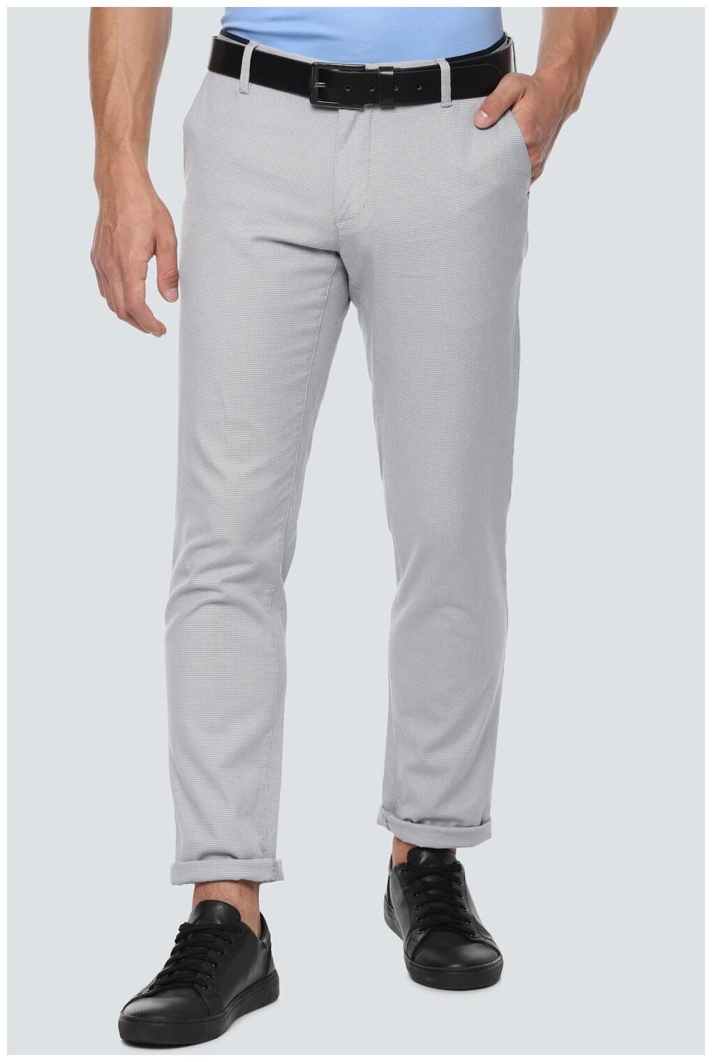 

Louis Philippe Men Grey Textured Slim fit Regular trousers