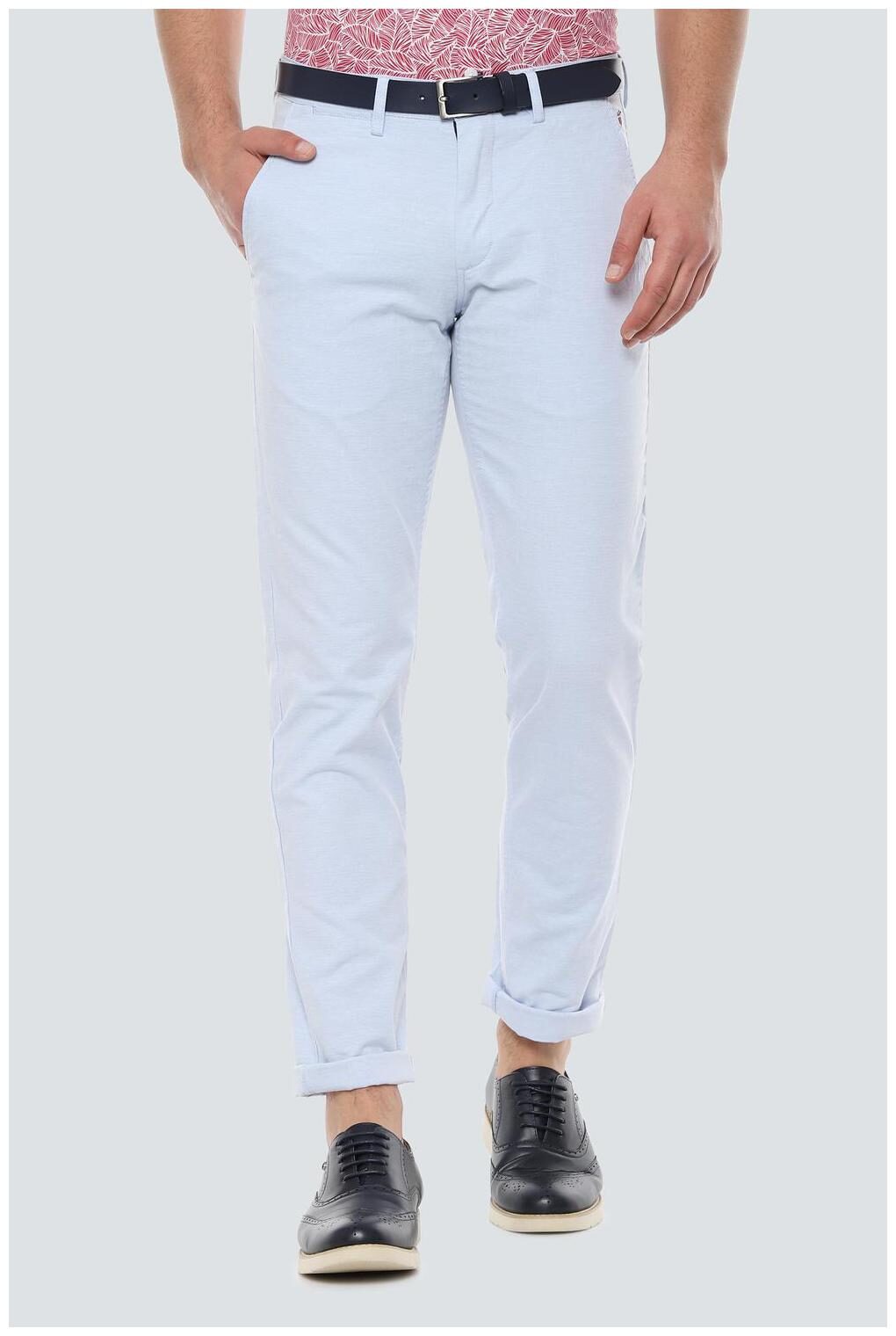 

Louis Philippe Men Blue Textured Slim fit Regular trousers