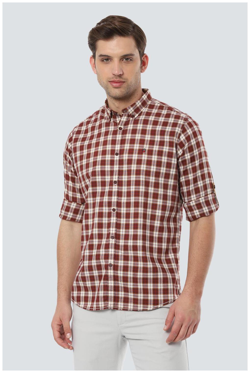 

Louis Philippe Men Red Checked Slim Fit Casual Shirt