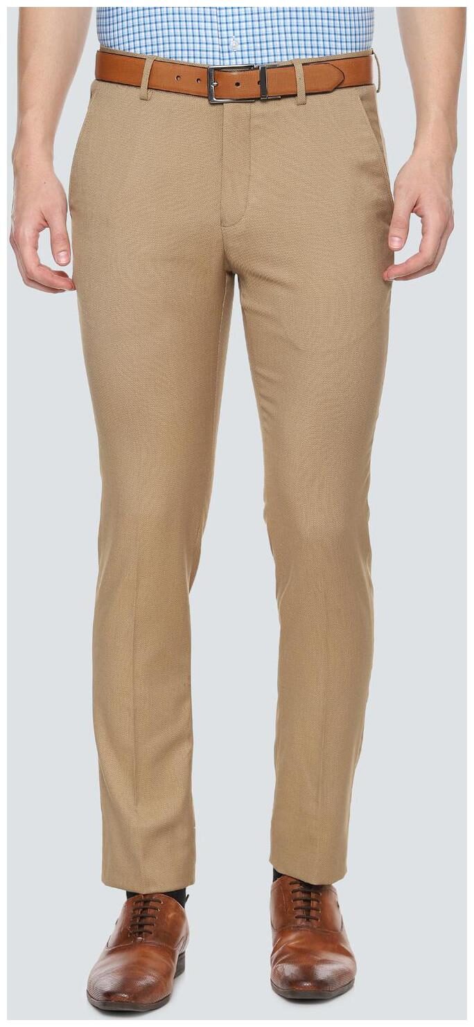 

Louis Philippe Men Textured Slim Fit Formal Trouser - Beige
