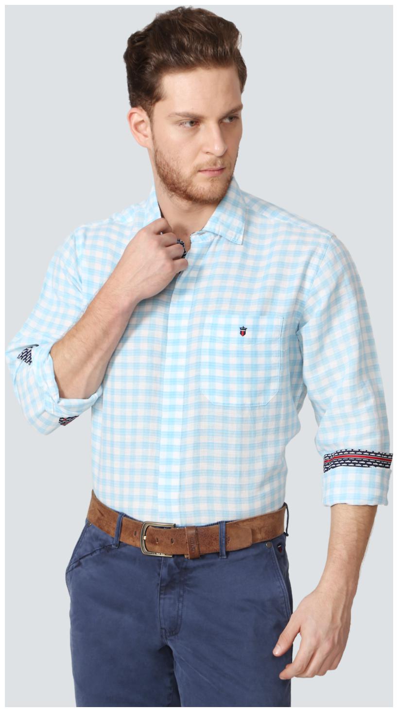 

Louis Philippe Men Blue Checked Slim Fit Casual Shirt