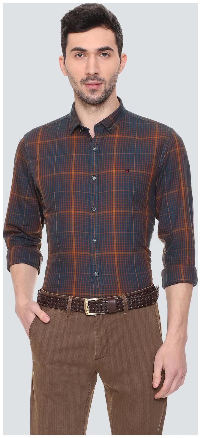 

Louis Philippe Men Blue Checked Super Slim Fit Casual Shirt
