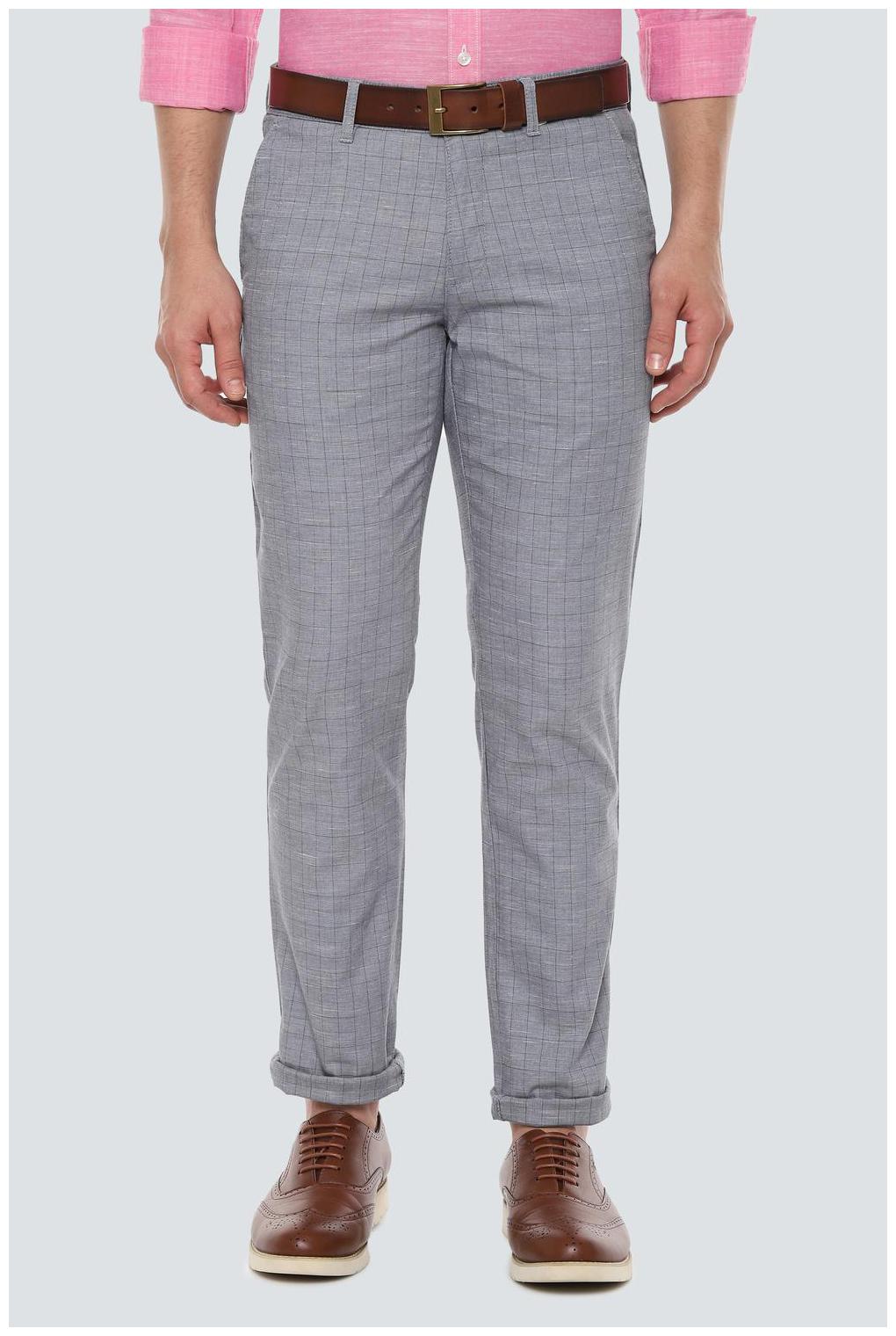 

Louis Philippe Men Grey Checked Slim fit Regular trousers