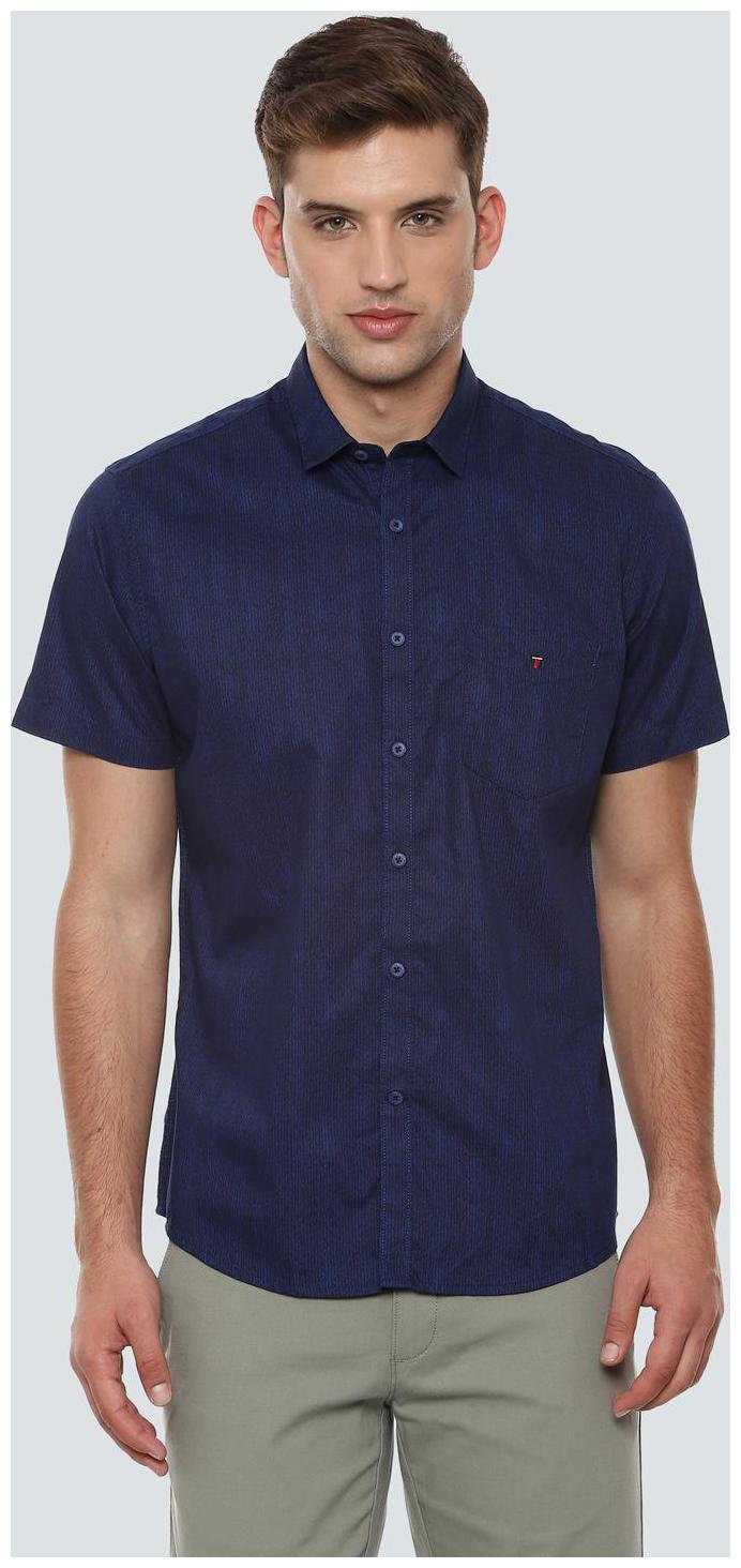 

Louis Philippe Men Blue Weaved Slim Fit Casual Shirt