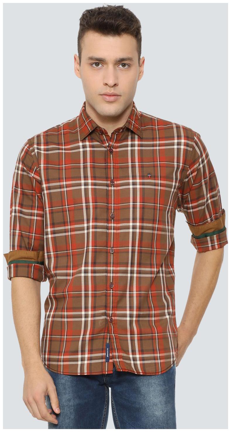 

Louis Philippe Men Brown Checked Slim Fit Casual Shirt