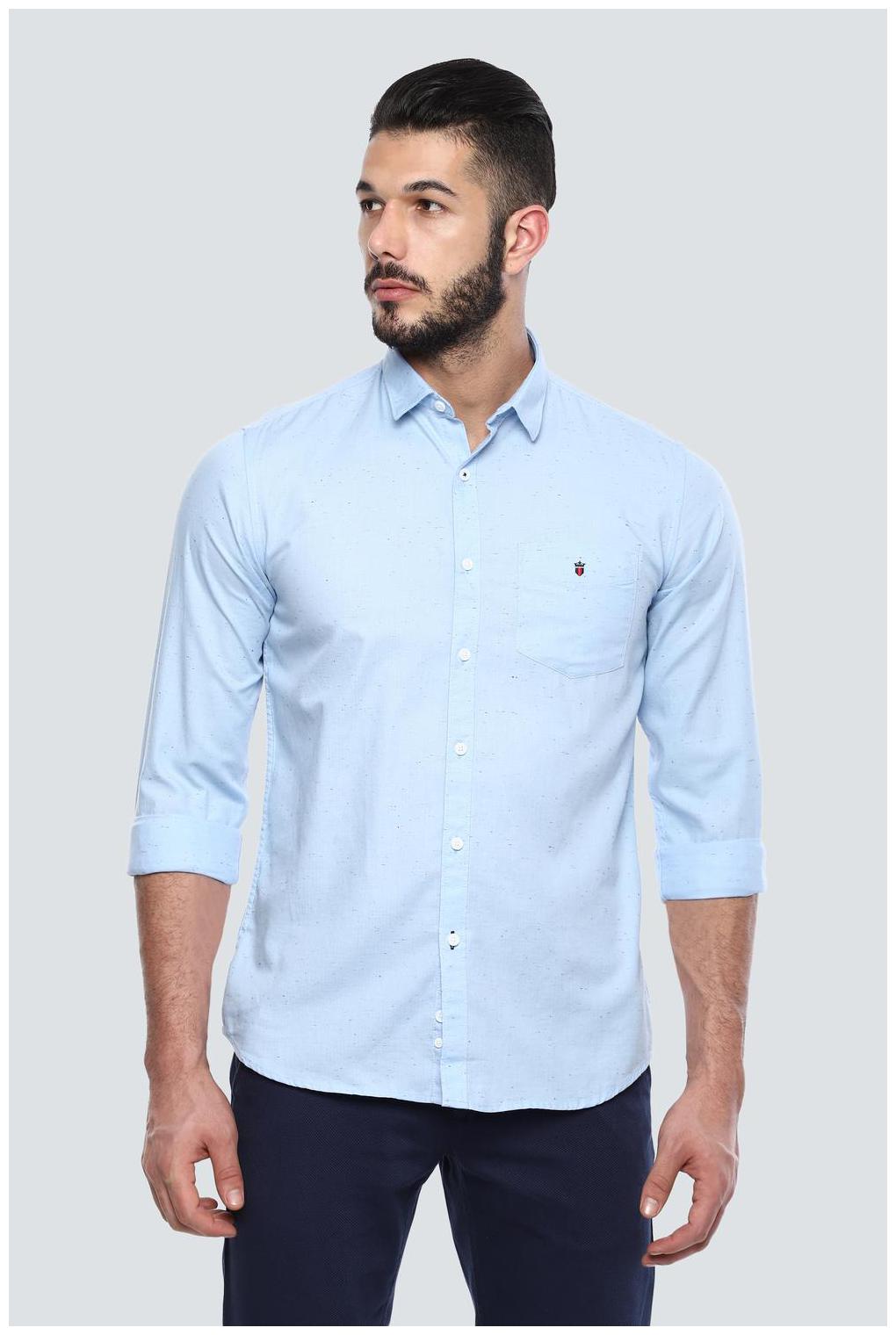 

Louis Philippe Men Blue Solid Super Slim Fit Casual Shirt