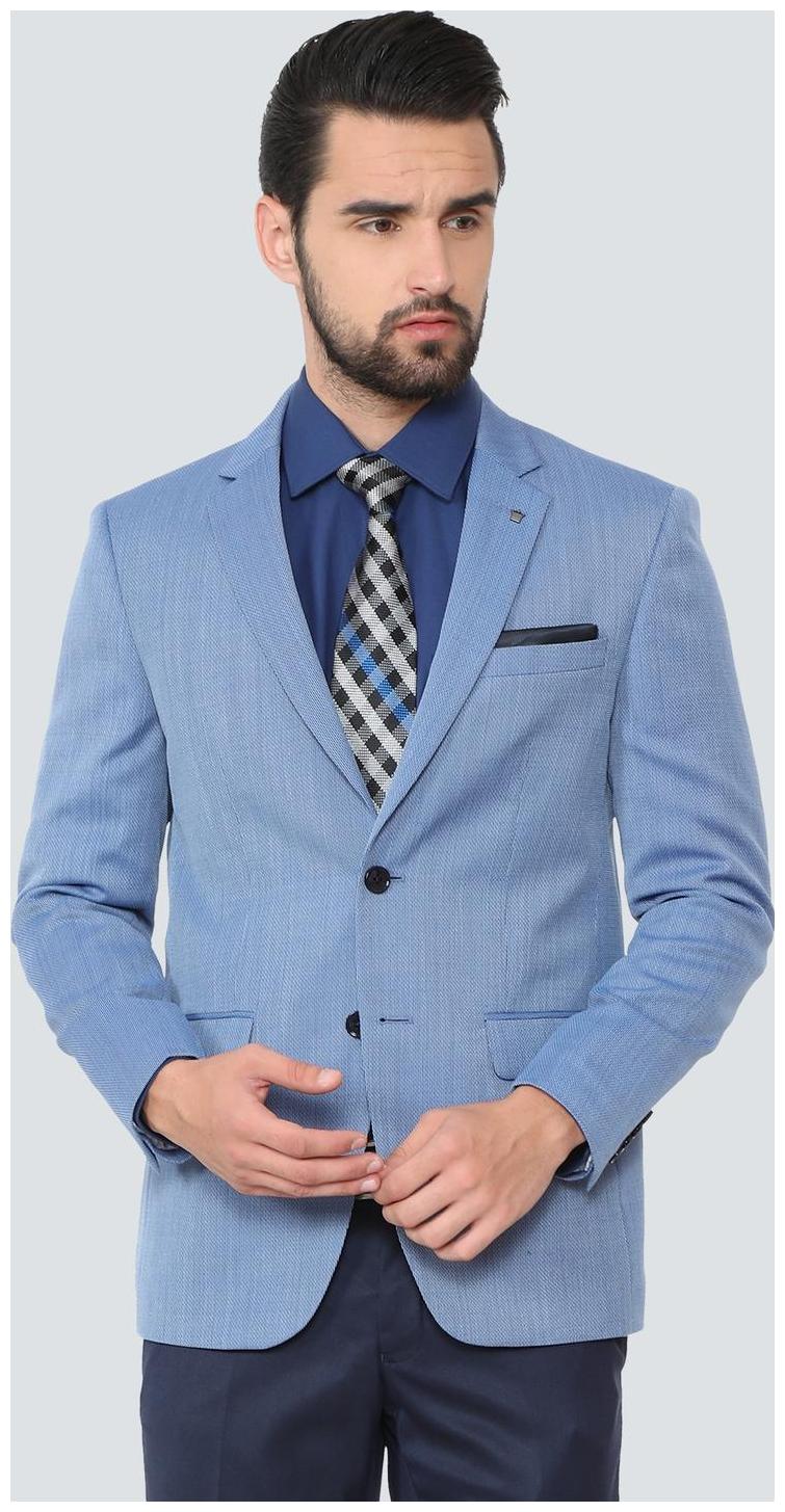 

Louis Philippe Men Blue Textured Slim fit Single Breasted Blazer