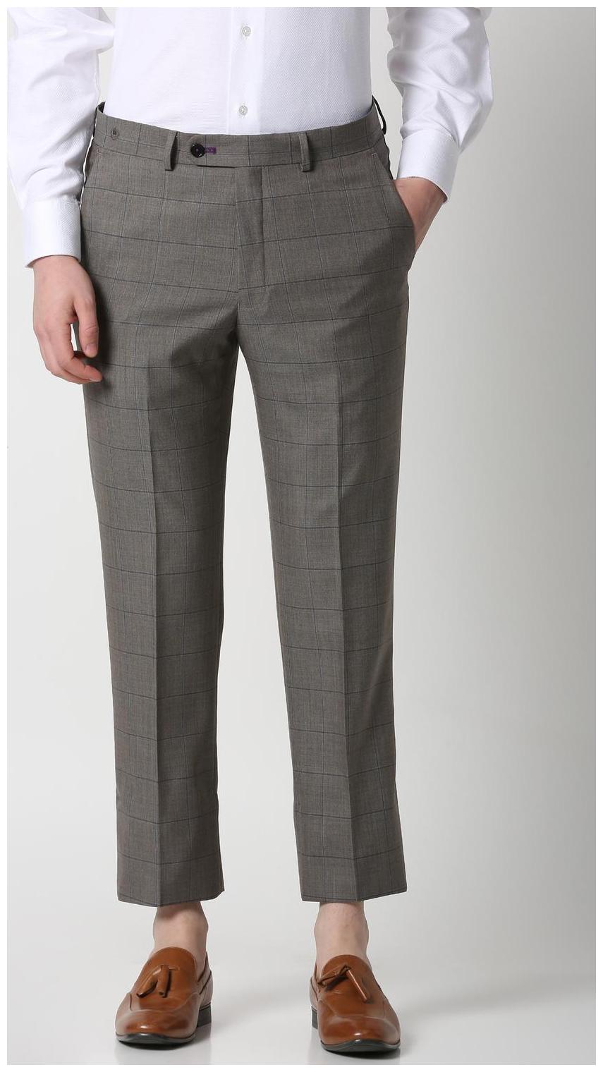 

Louis Philippe Men Checked Slim Fit Formal Trouser - Grey