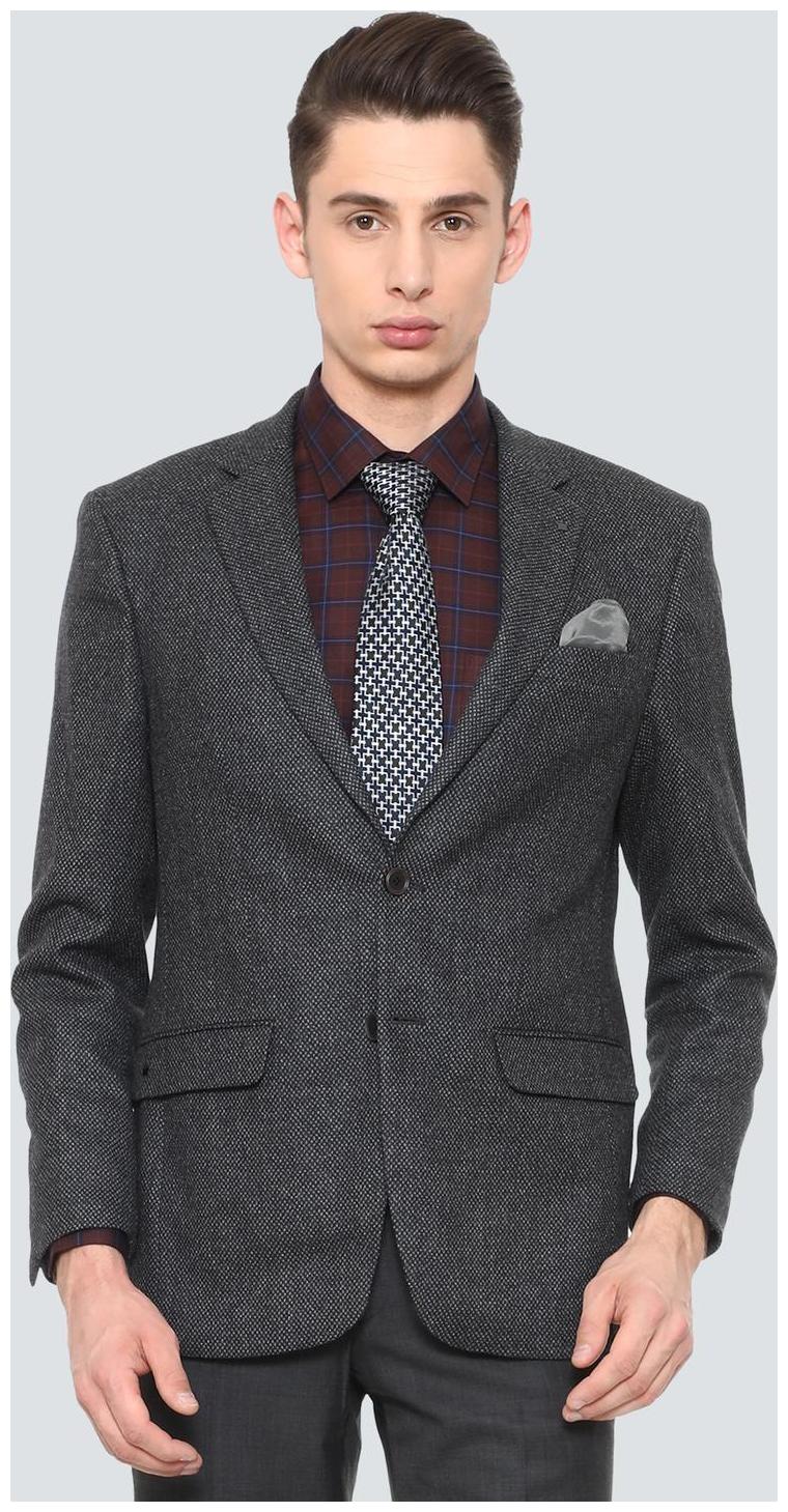 

Louis Philippe Men Grey Textured Regular fit Single Breasted Blazer