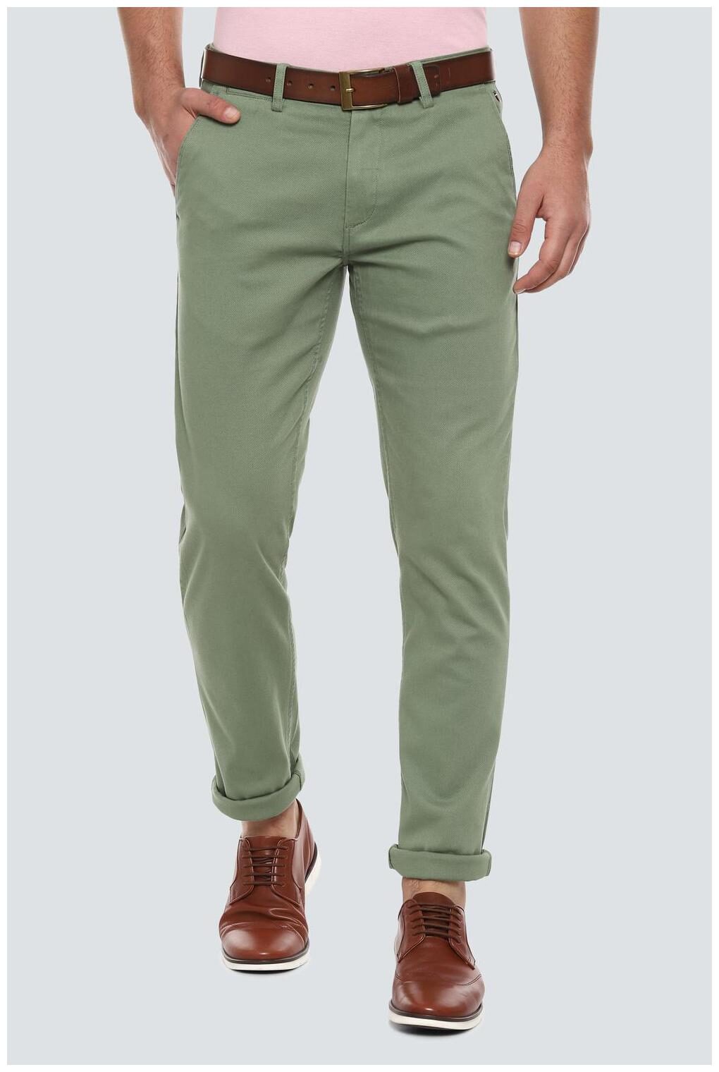 

Louis Philippe Men Green Textured Slim fit Regular trousers