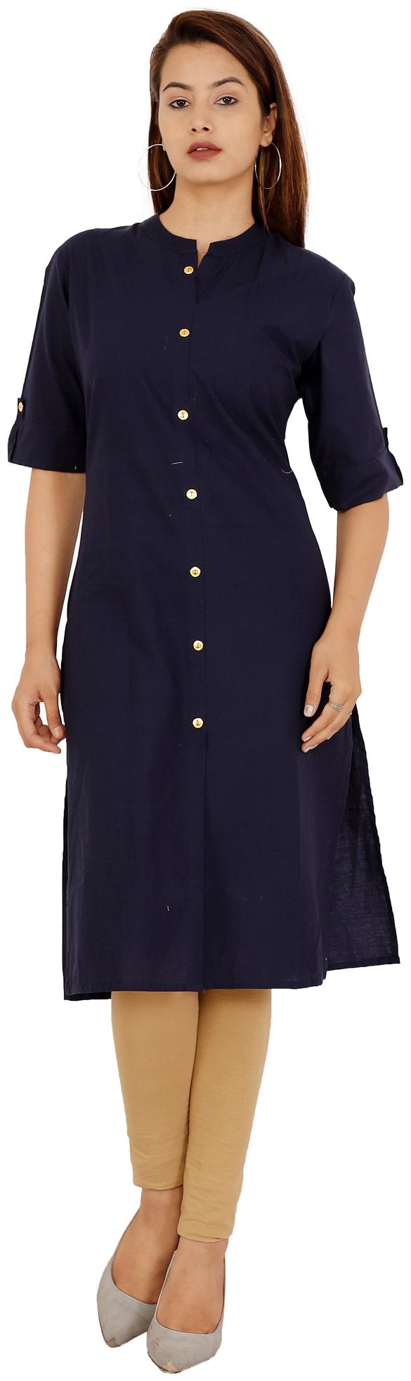 

Lovivio Women Blue Solid Straight Kurta