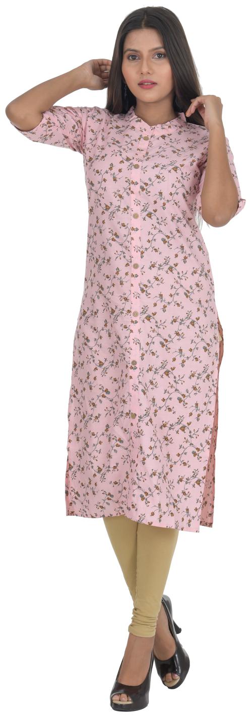 

Lovivio Women Pink Floral Straight Kurta