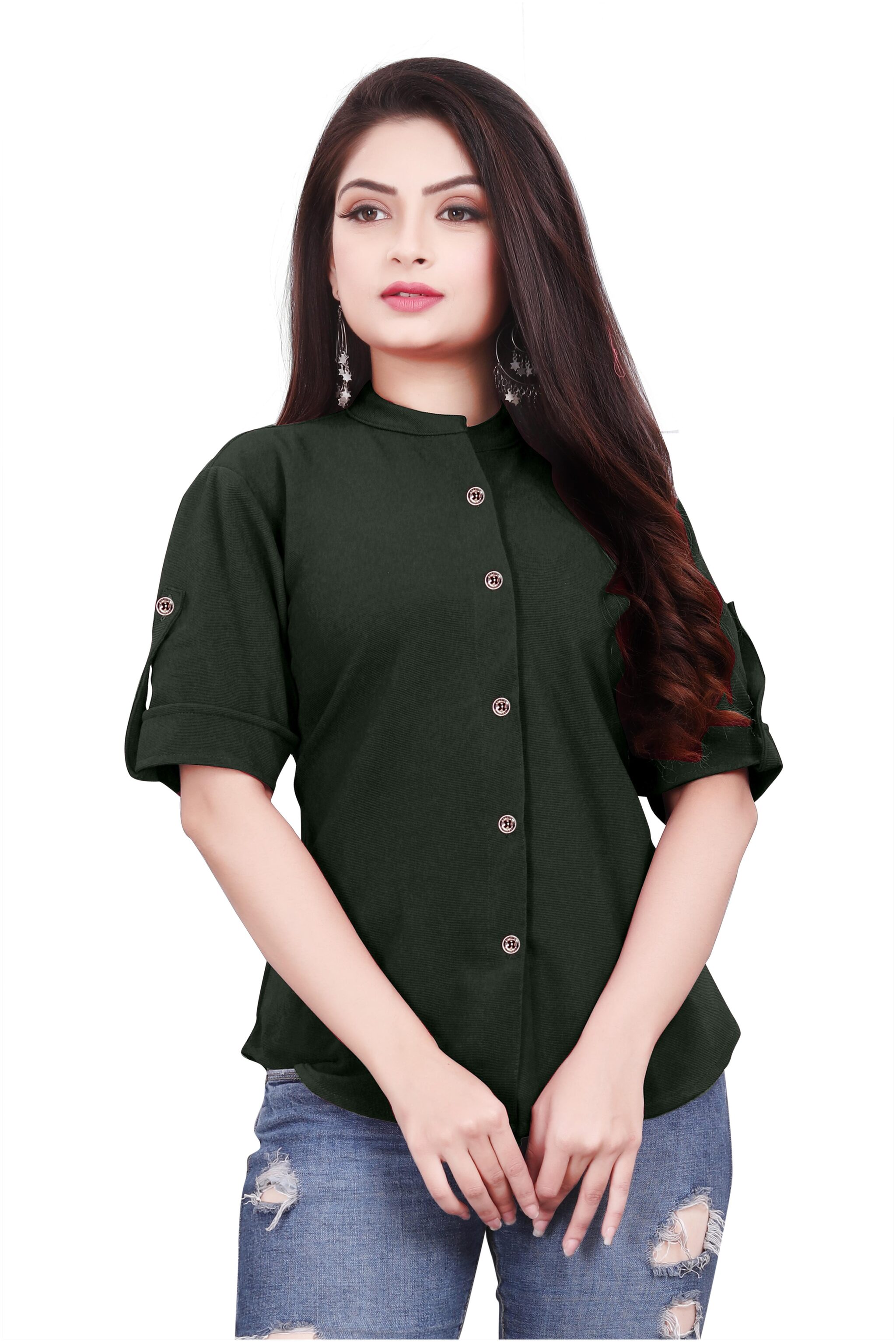 

Loywis Fashion Women Green Solid Regular Fit Shirt