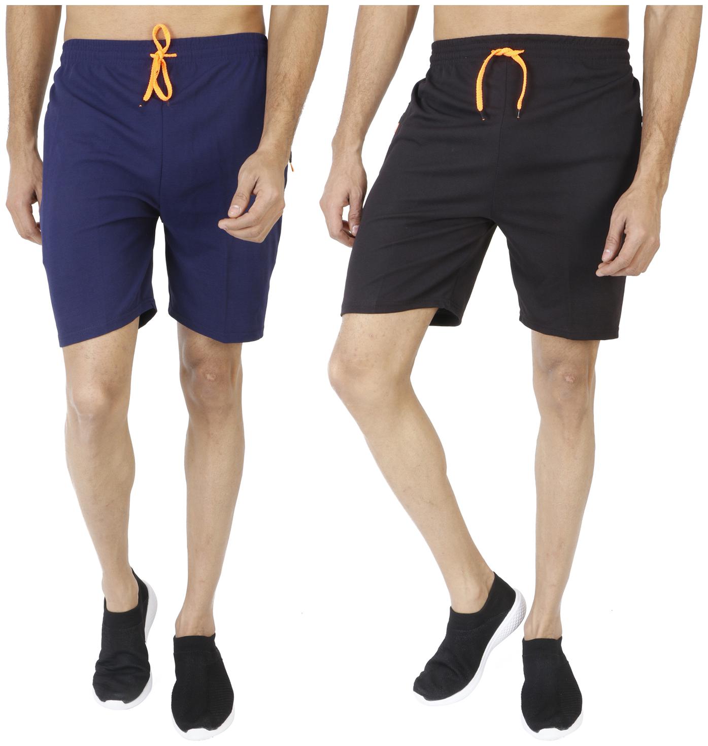 

Ls Sports Cotton Blend Solid Blue Black Sports Shorts Men