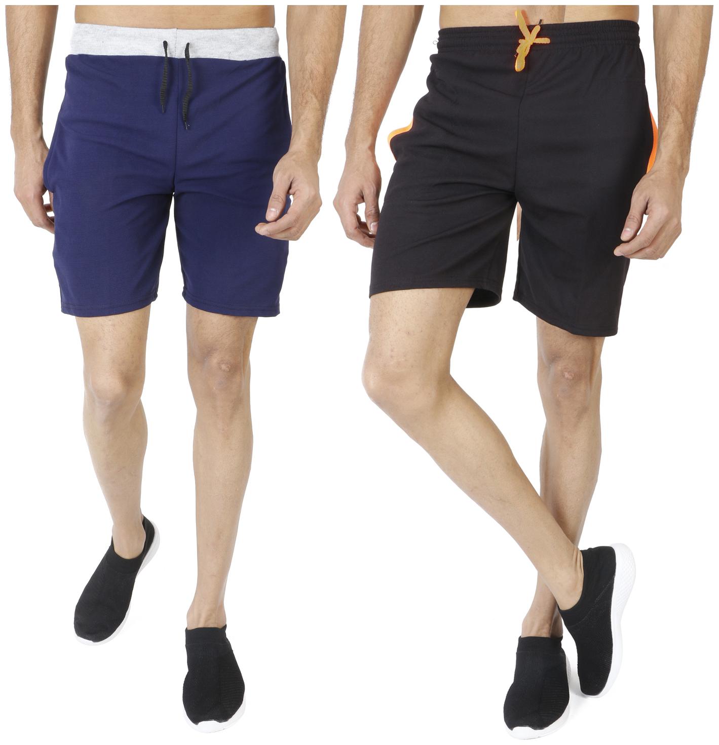 

Ls Sports Cotton Blend Solid Blue Black Sports Shorts Men