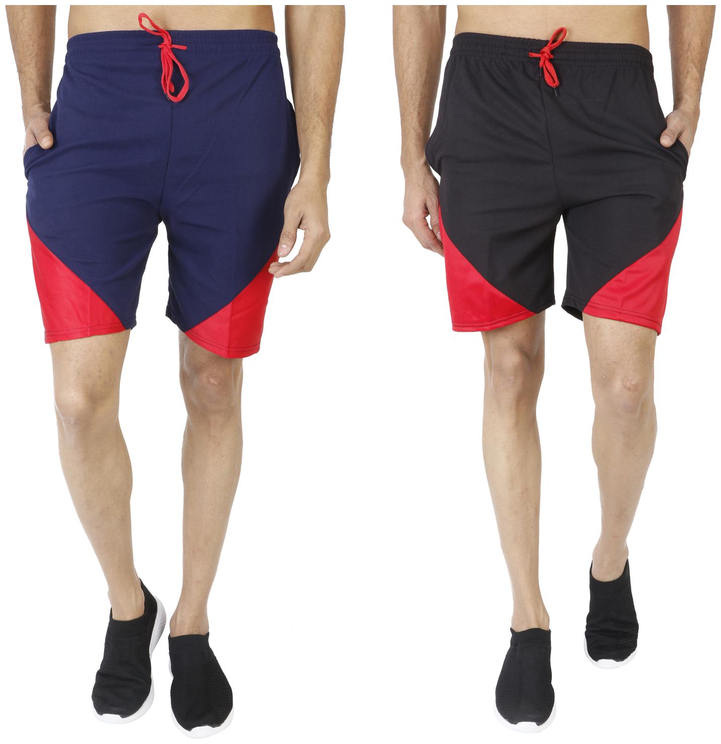 

Ls Sports Cotton Blend Solid Blue Black Sports Shorts Men