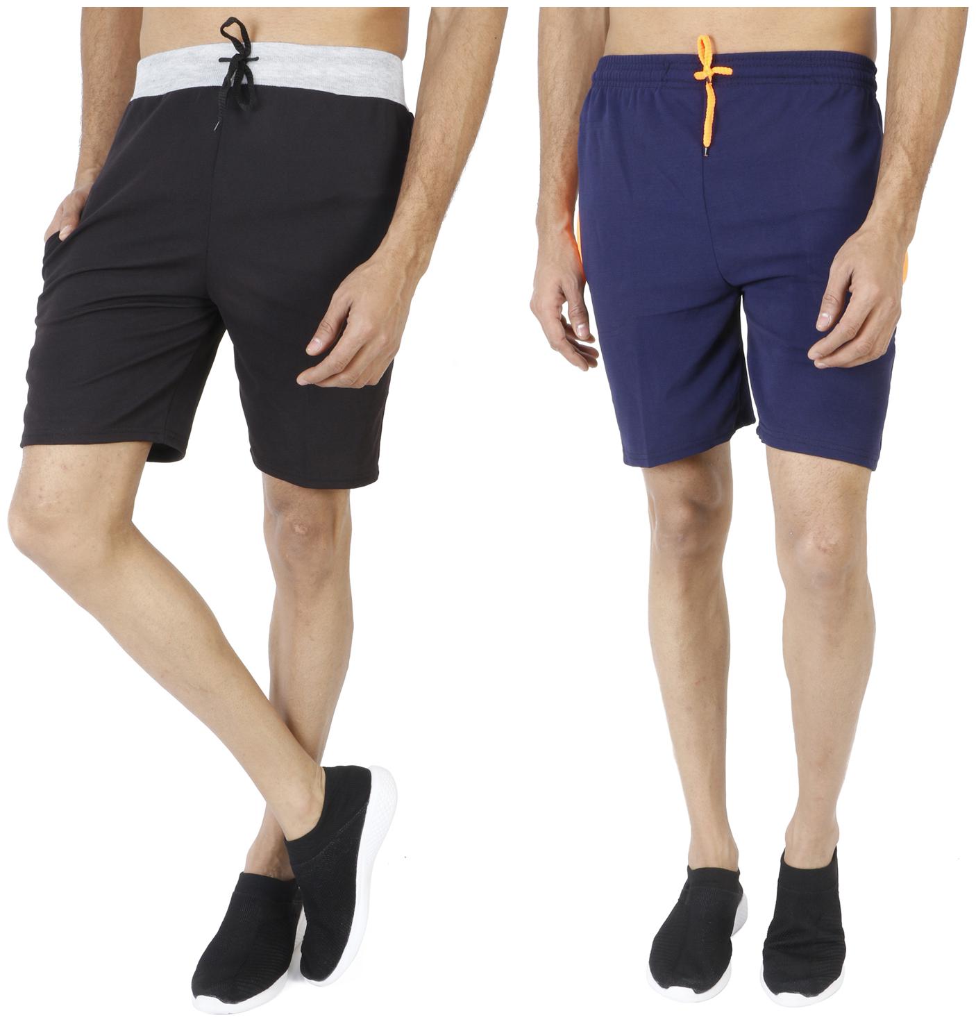 

Ls Sports Cotton Blend Solid Blue Black Sports Shorts Men