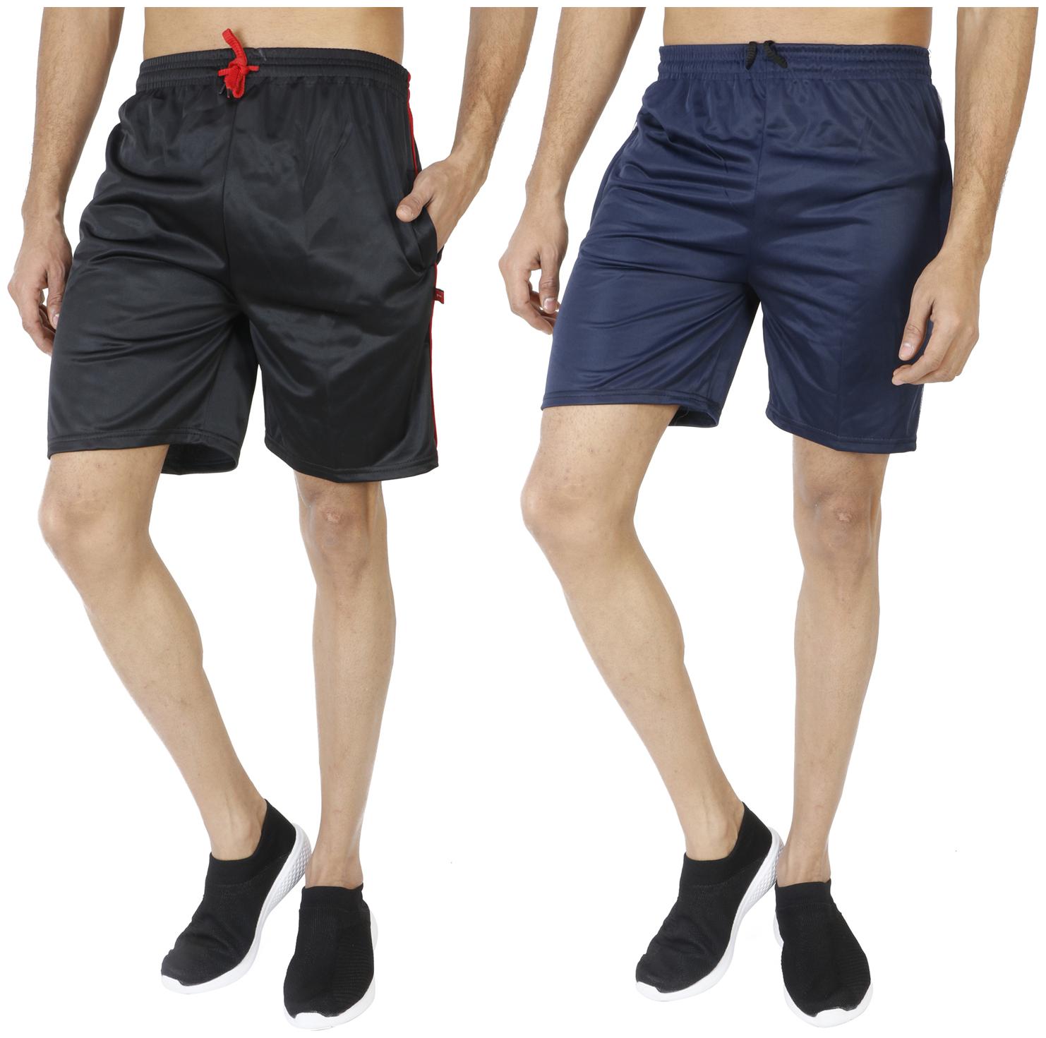

LS SPORTS Men Polyester Solid Blue Black Sports Shorts