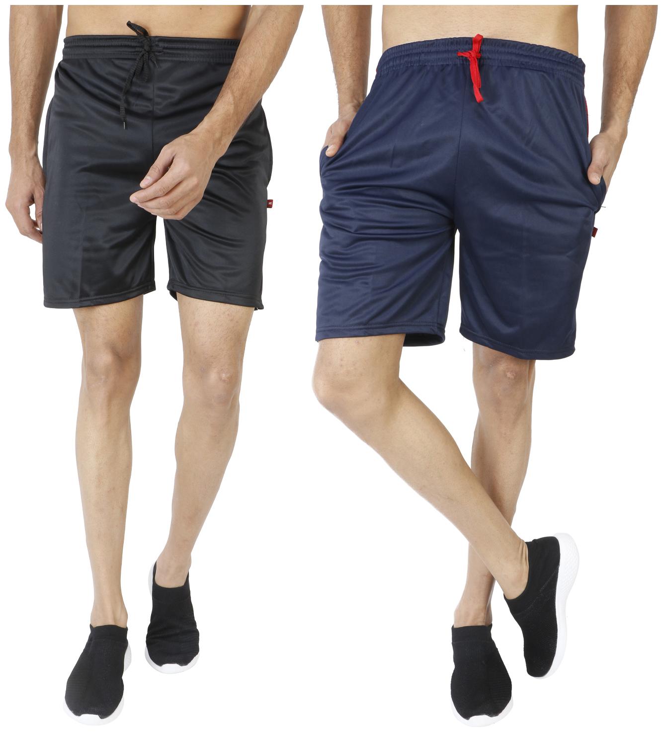 

LS SPORTS Men Polyester Solid Blue Black Sports Shorts
