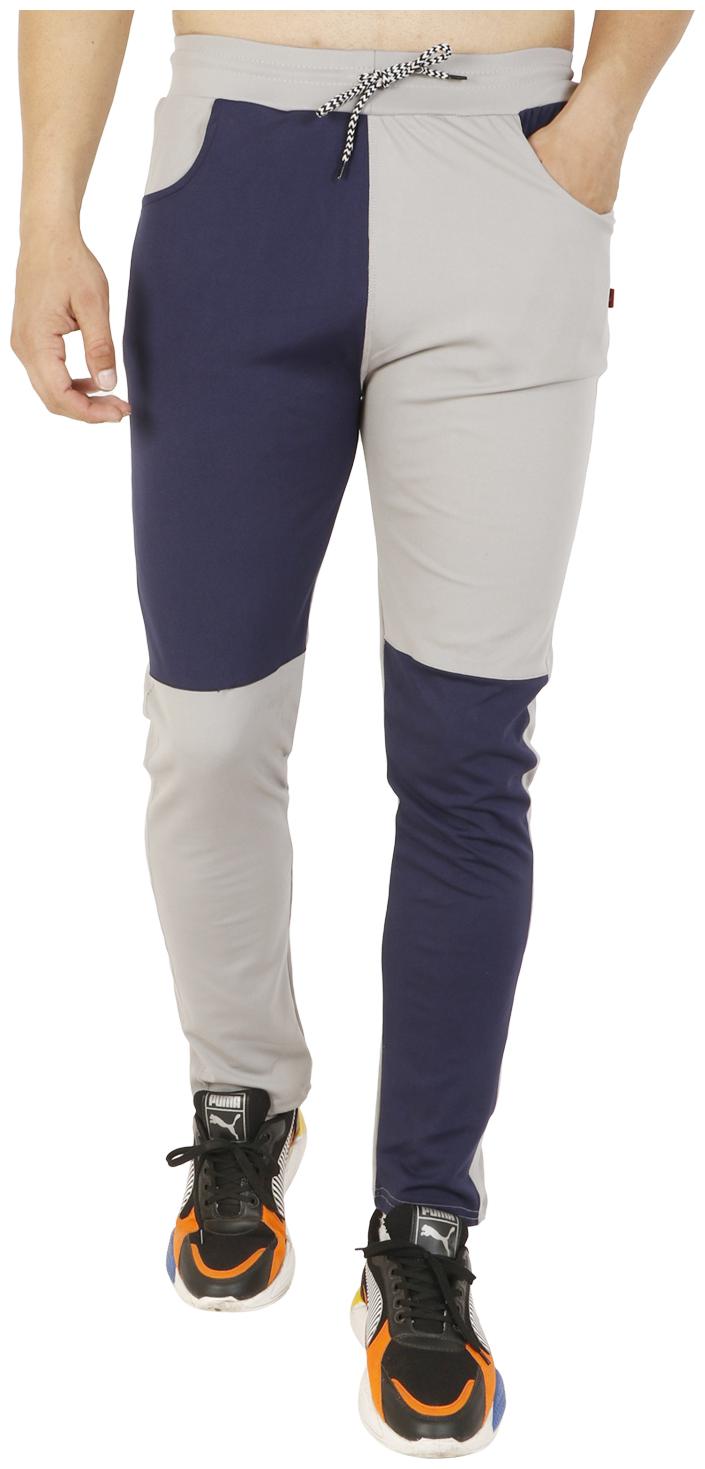

LS SPORTS Men Polyester Blend Colorblocked Grey Blue Track Pants