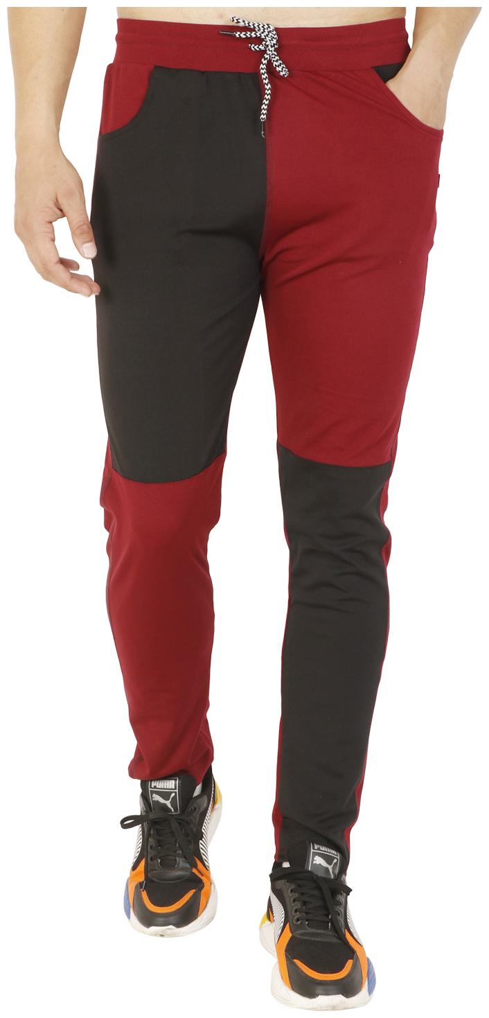

LS SPORTS Men Polyester Blend Colorblocked Maroon Black Track Pants