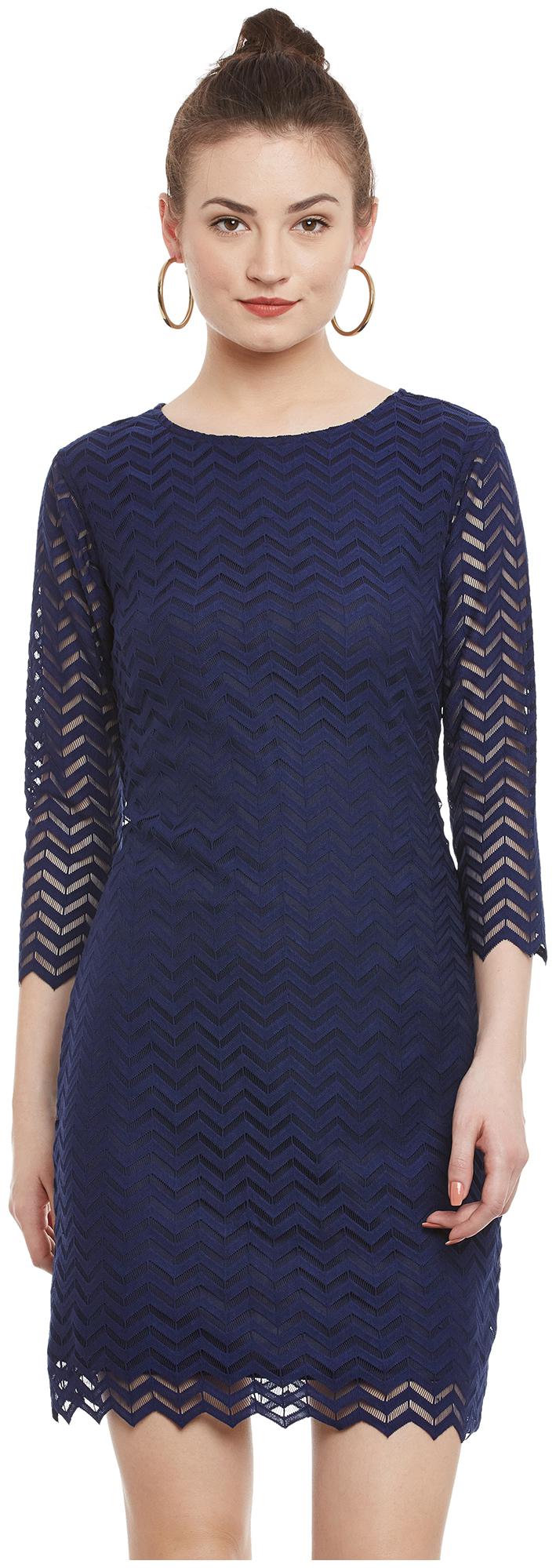 

Lucero Women Polyester Geometric Bodycon Dress Navy Blue