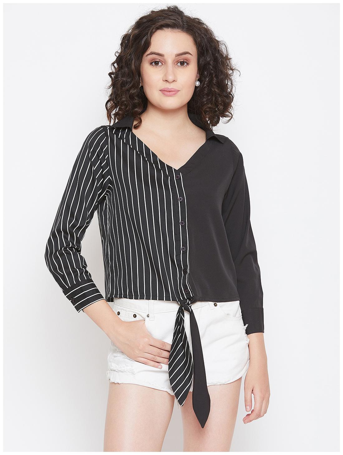 

Lucero Women Striped Shirt style - Black