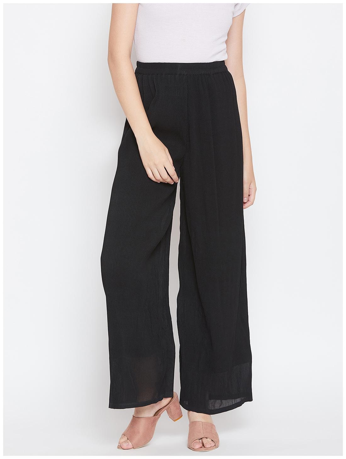 

Lucero Black Solid Wide Leg Palazzo