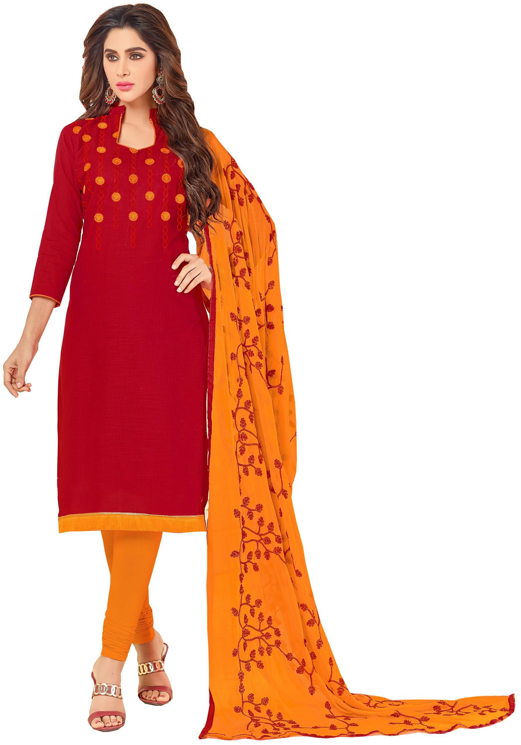 

Lumina Creation Chanderi Embroidered Dress material