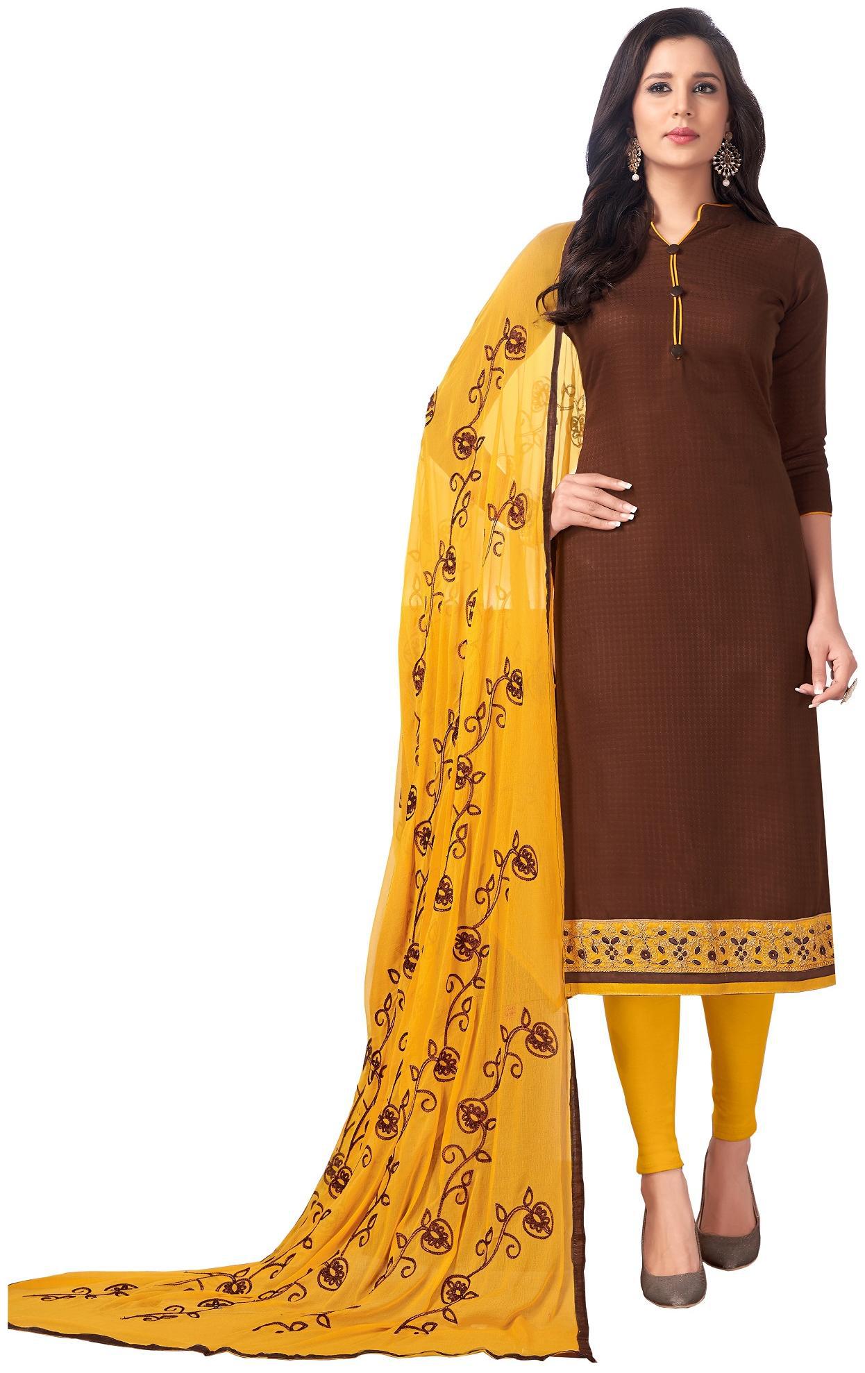 

Lumina Creation Cotton Embroidered Dress material