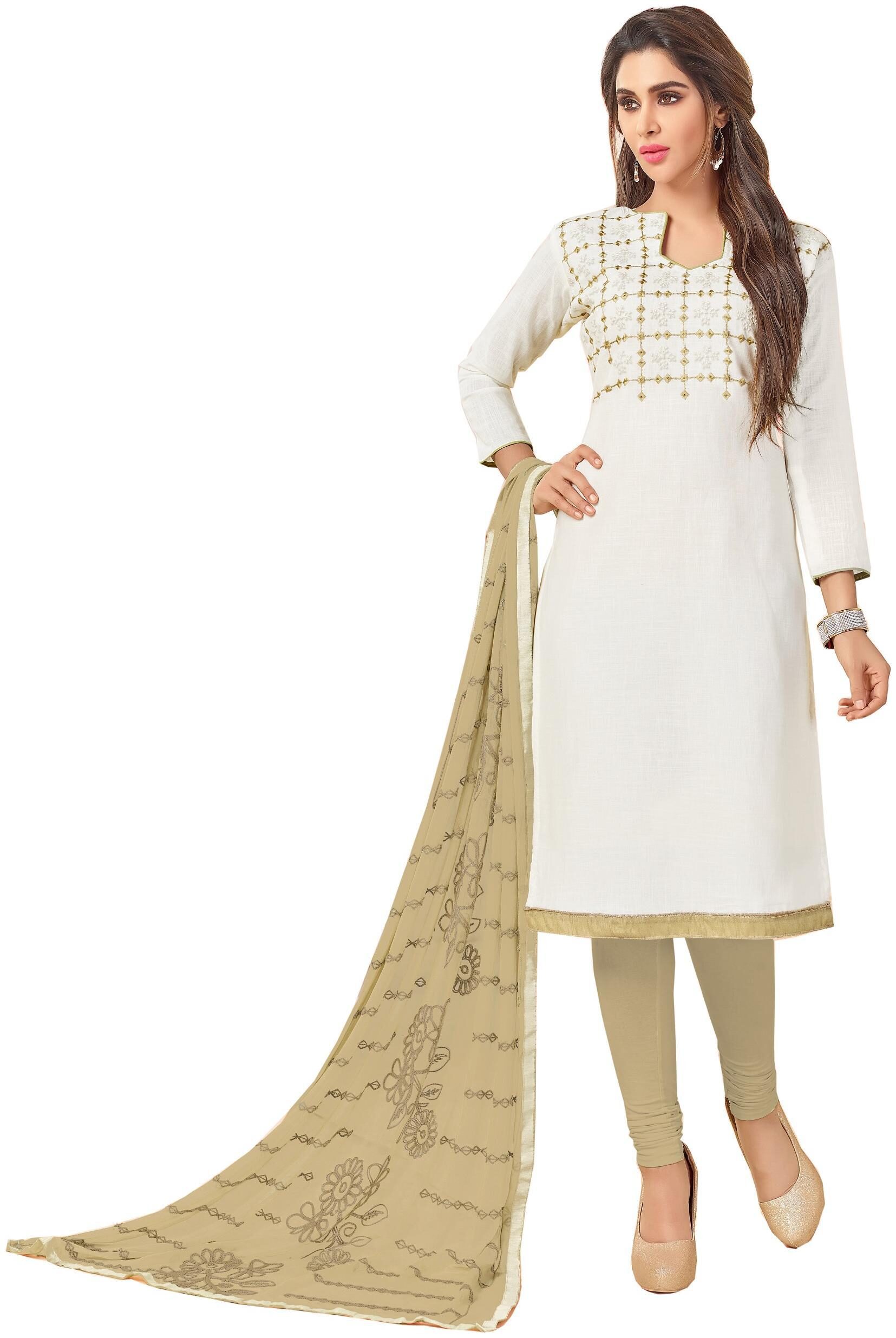 

Lumina Creation Chanderi Embroidered Dress material
