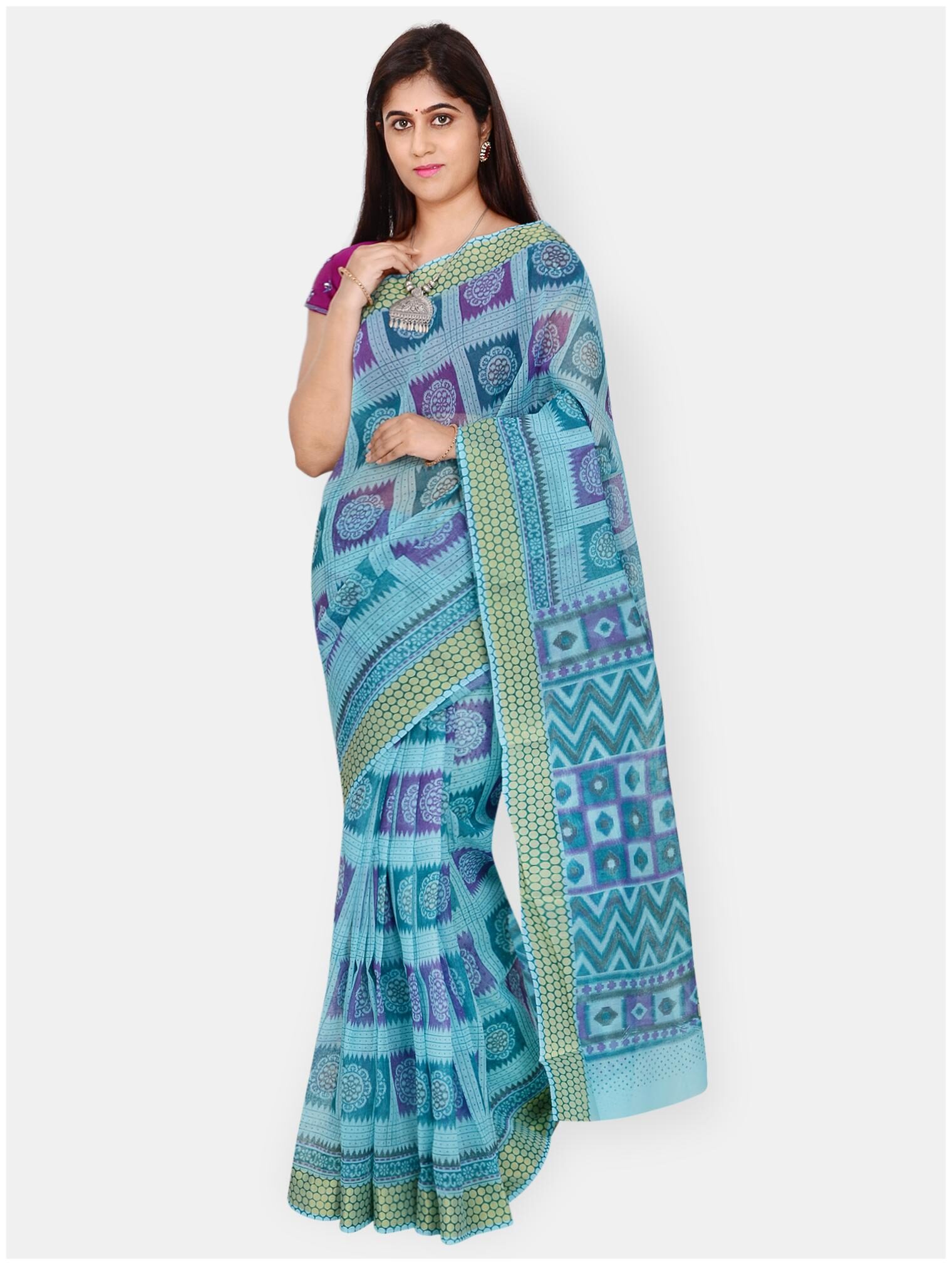 

Luvberry Blue Printed Regular Saree For Women