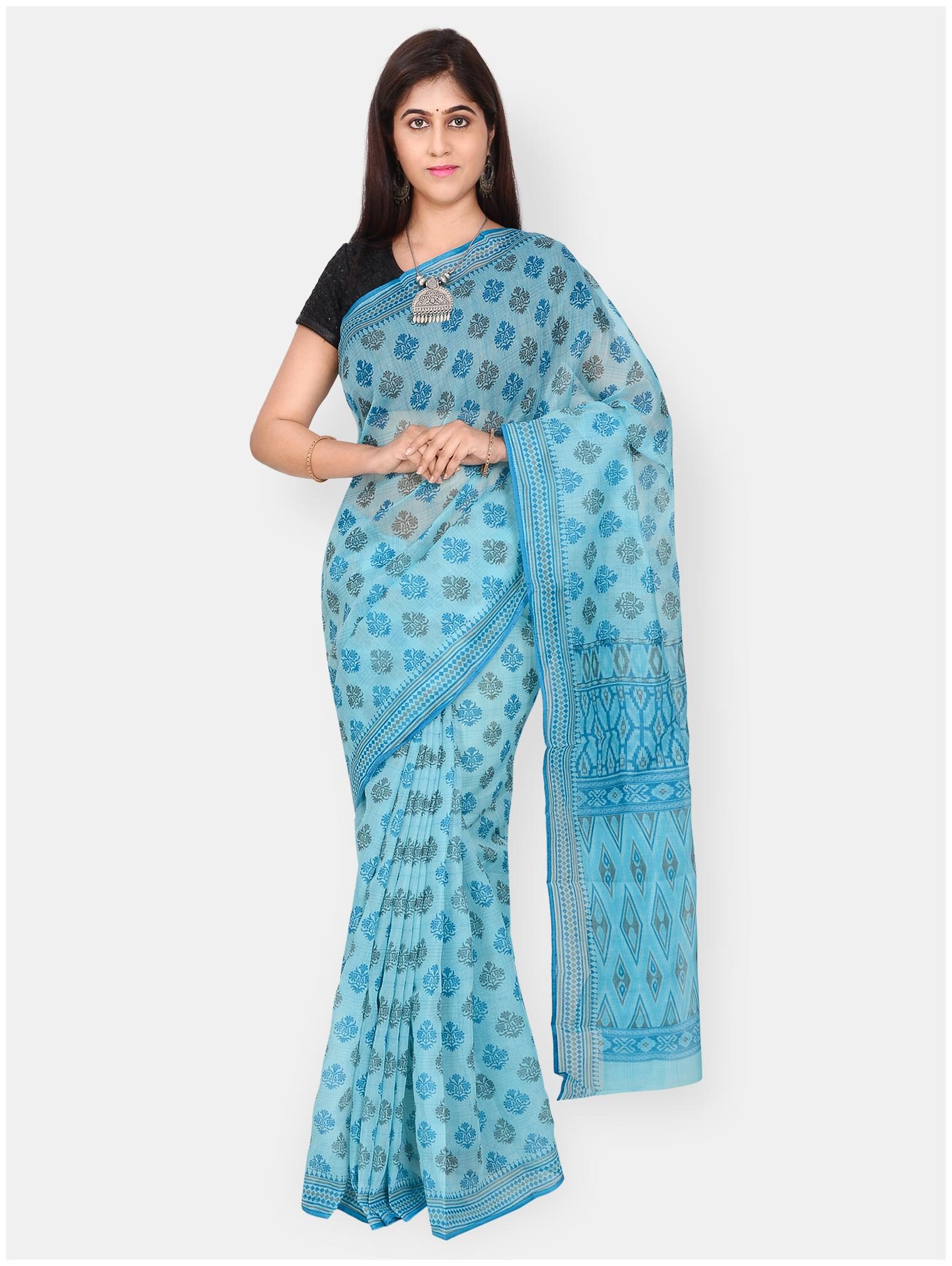 

Luvberry Blue Printed Regular Saree For Women