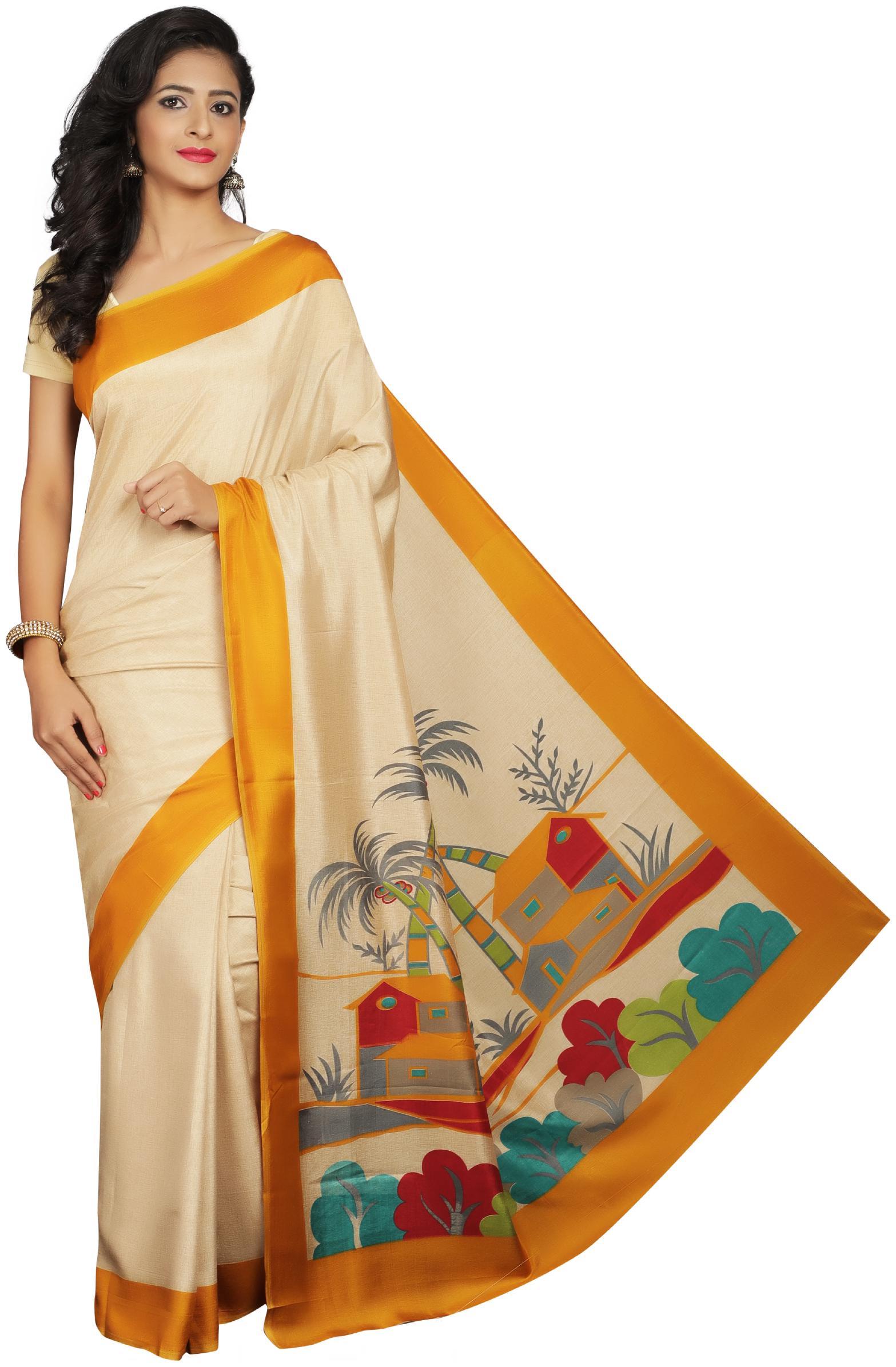 

Luvberry Crepe Mysore Saree Beige