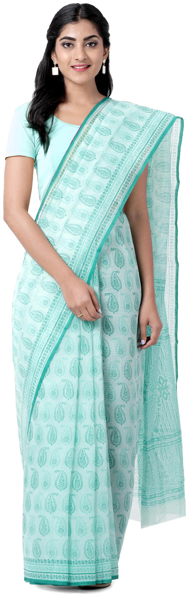 

Luvberry Green Printed Regular Saree