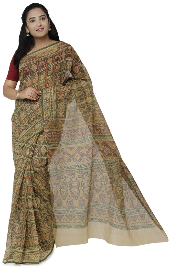 

Luvberry Women Cotton Blend Printed Saree Green