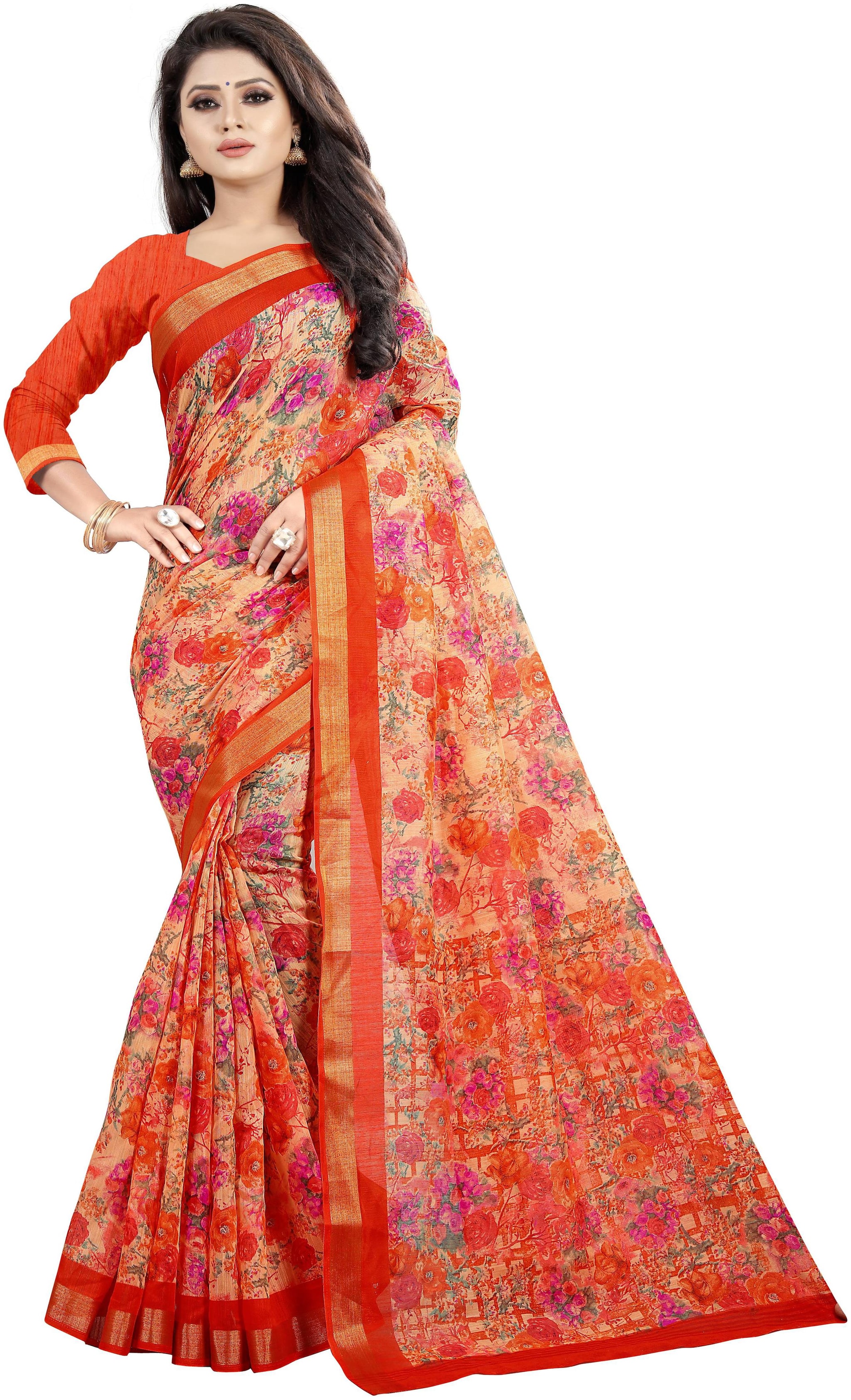 

Luvberry Women Blended Bhagalpuri Saree With Blouse Multi color